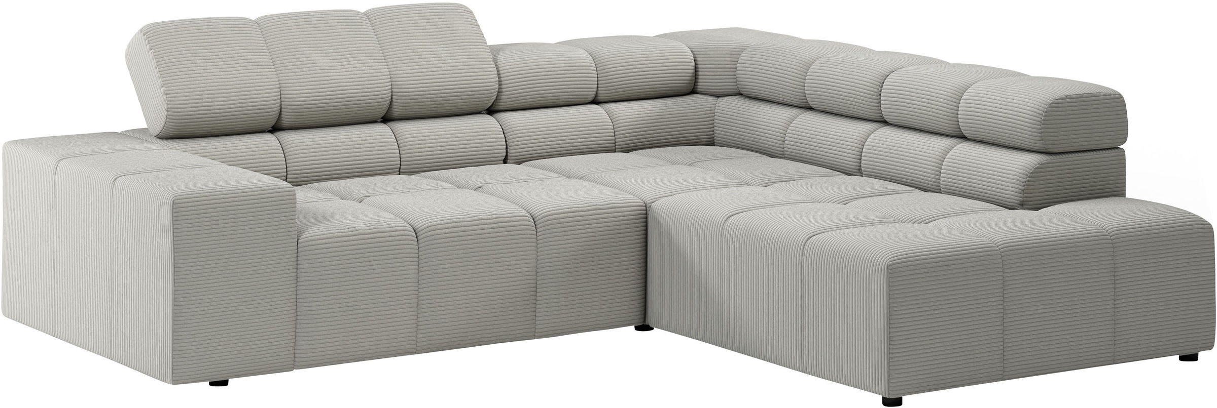 INOSIGN Ecksofa »Ancona, incl. Kopfteilverstellung + 3 Zierkissen, L-Form, bequem«, wahlweise motorische Sitztiefenverstellung, B/T(H: 249/215/70 cm