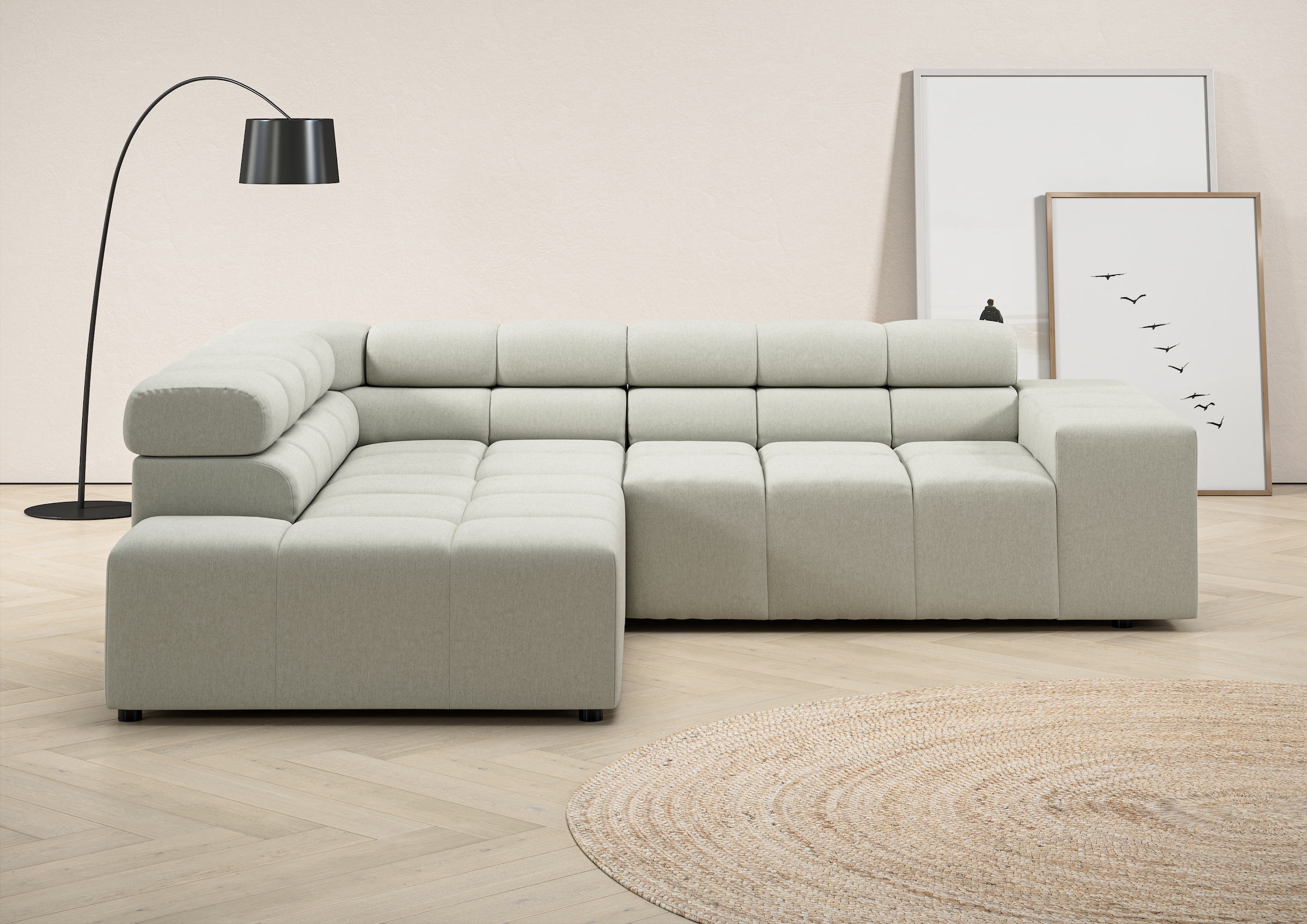 Home affaire Ecksofa "Ancona, incl. Kopfteilverstellung + 3 Zierkissen, L-F günstig online kaufen