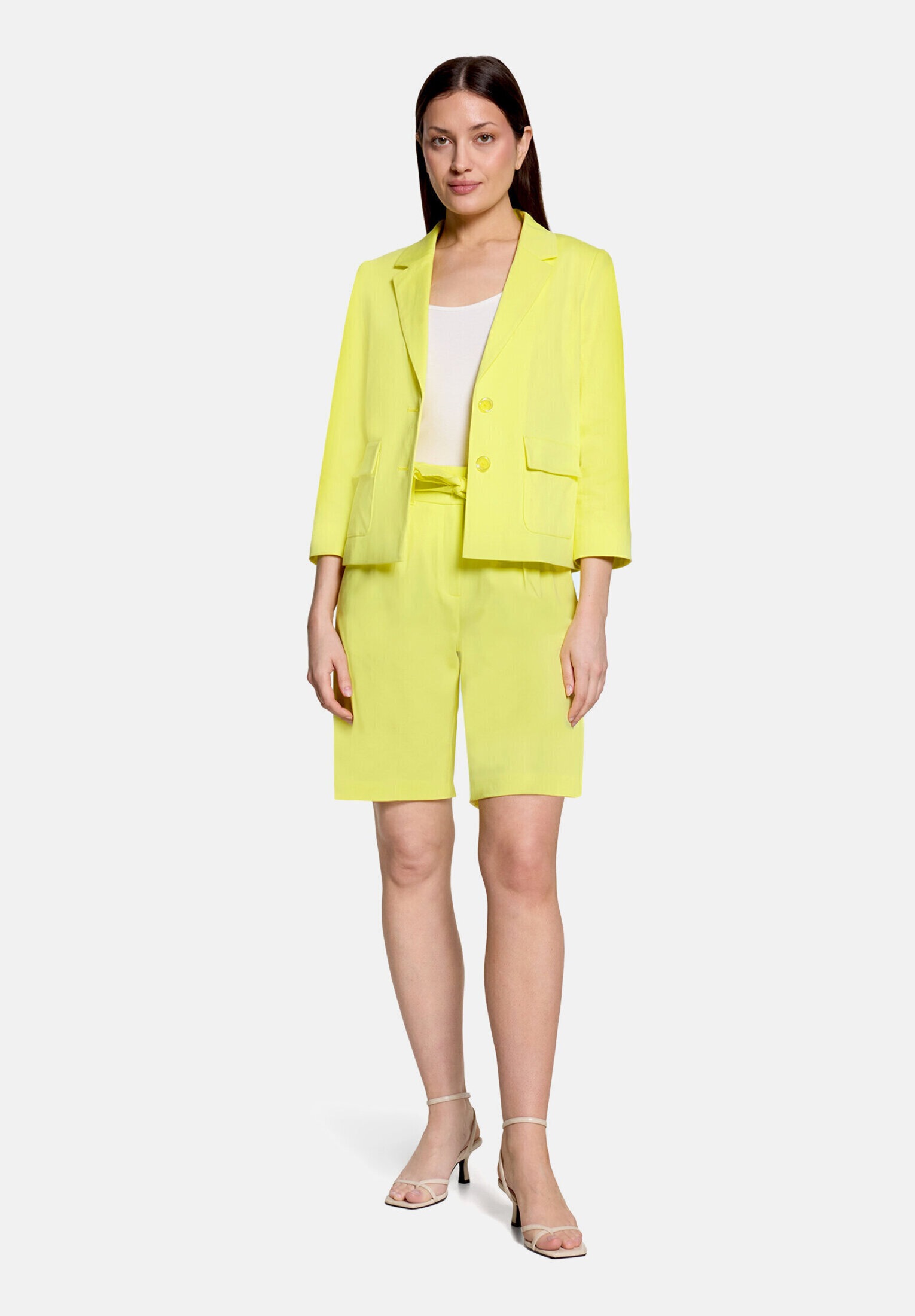 BETTY BARCLAY Damen Kurzblazer "Damen mit 3/4 Arm", gelb, Gr. 36, Stoff, Obermaterial: 59% Baumwolle, 39% Viskose, 2% Elasthan. Futter: 100%
