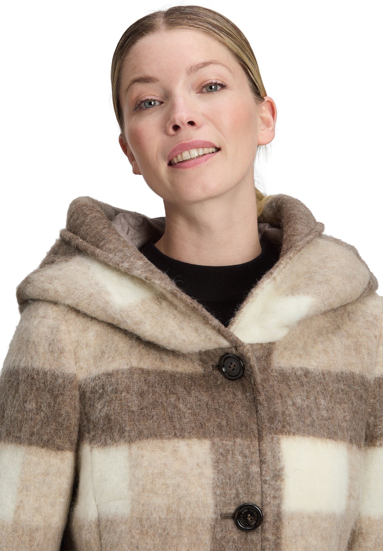 Amber & June Kurzjacke »Amber & June Damen Kurzmantel mit Kapuze«, mit Kapuze