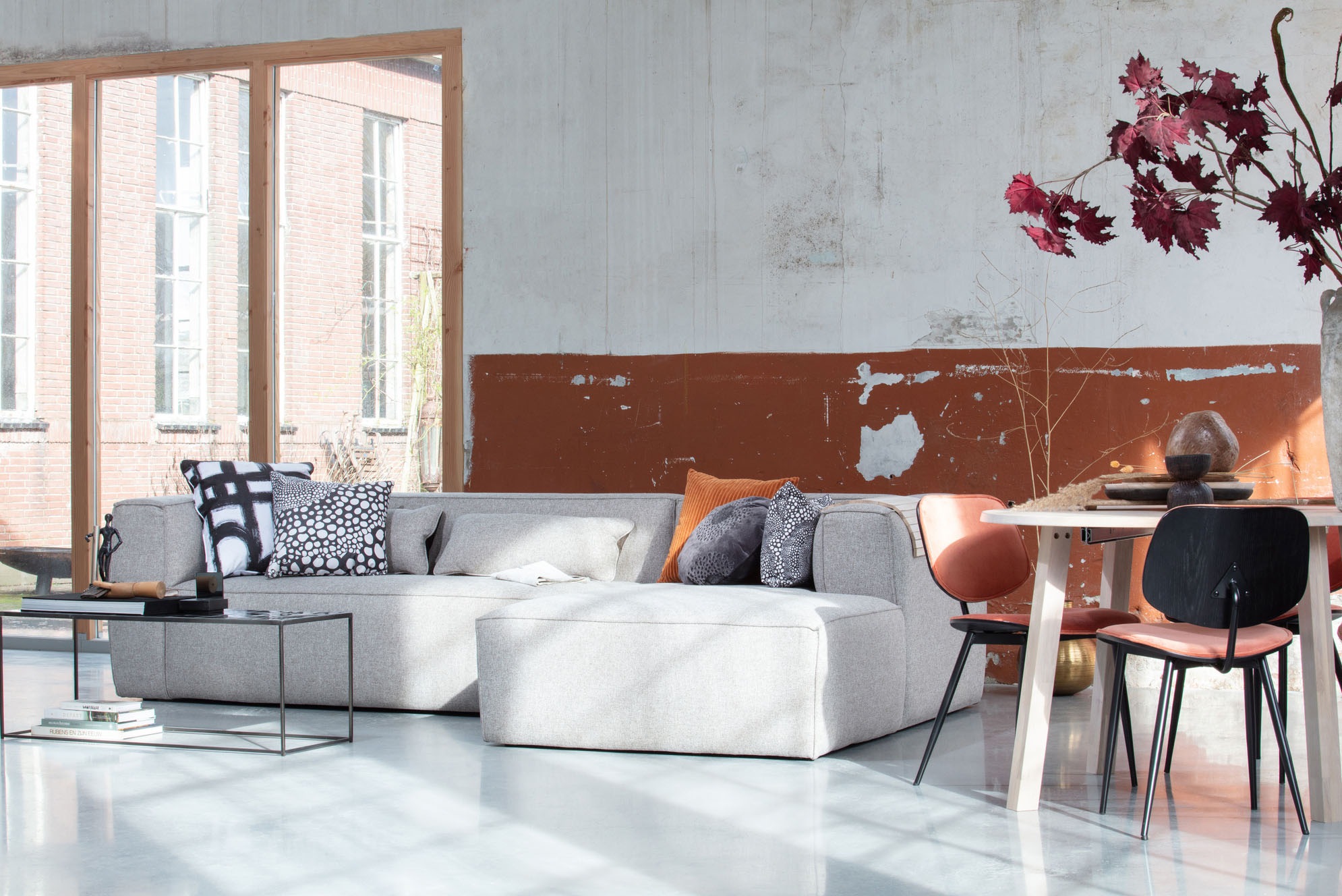 WOOOD Ecksofa »Bean Rechts Incl. Kissens Light Grey«