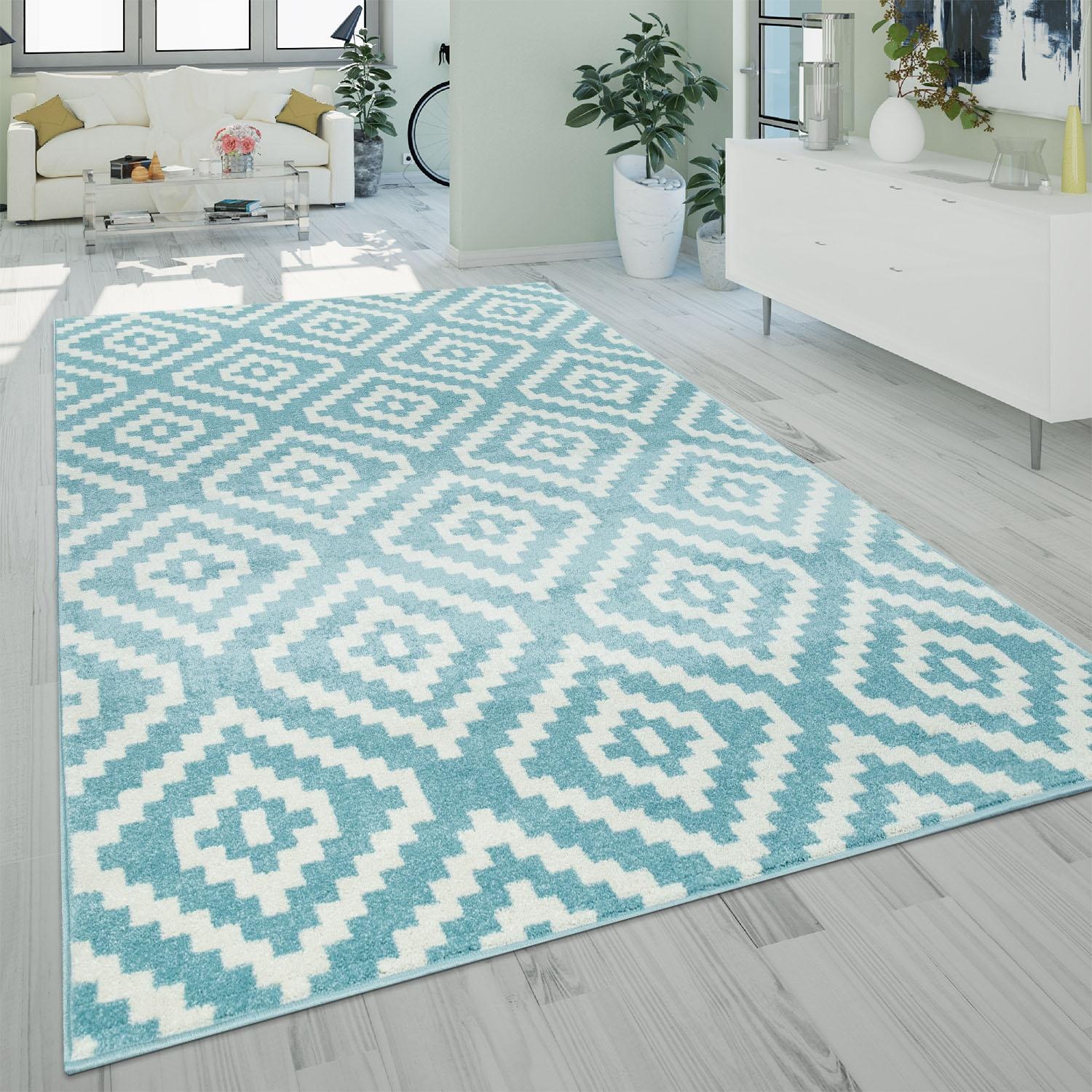 Paco Home Läufer »Stella 400«, rechteckig, 16 mm Höhe, Teppich-Läufer, Kurzflor, Pastell Farben, Rauten Design