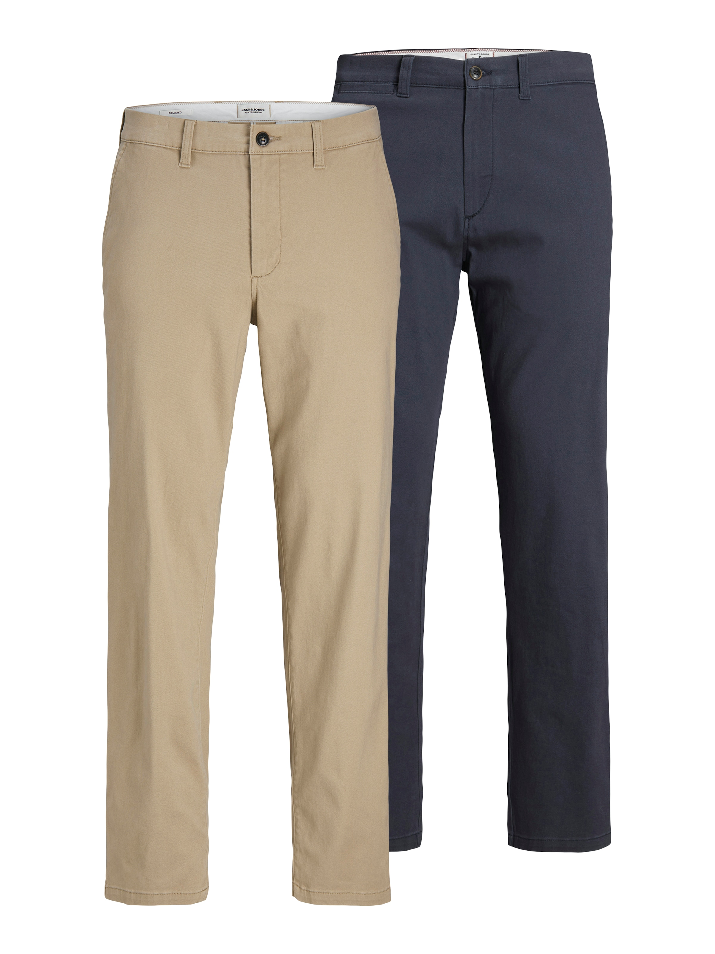 JACK & JONES Herren Chinohose "JPSTKANE DAVE CHINO 2PK MP NOOS", blau, Gr. 28, unifarben, Web, Obermaterial: 98% Baumwolle, 2% Elasthan, Hosen, In