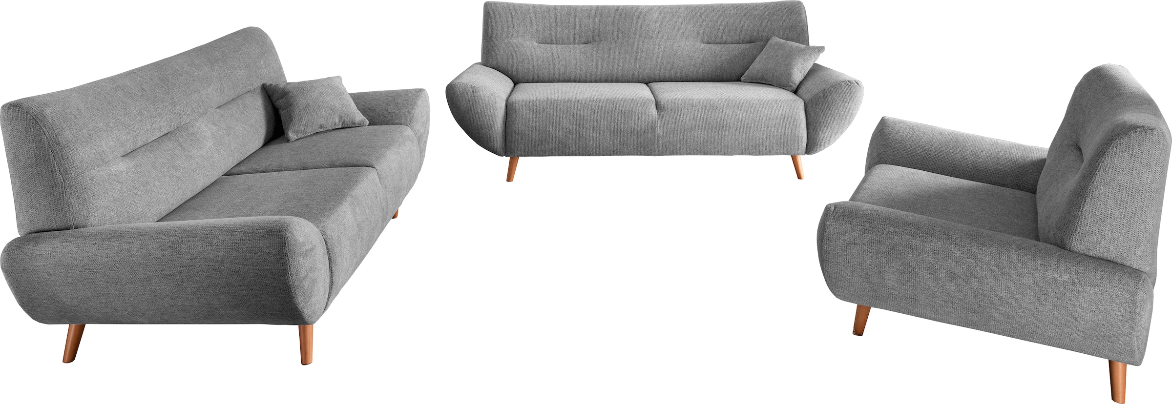 INOSIGN Polstergarnitur »Drago elegant und zeitlos, komfortabel, moderne Formensprache«, (Set, 3 tlg., 3-Sitzer, 2-Sitzer und Sessel), als Sessel/Polsterecke erhältlich, versch. Stoffe, inkl. 2 Zierkissen