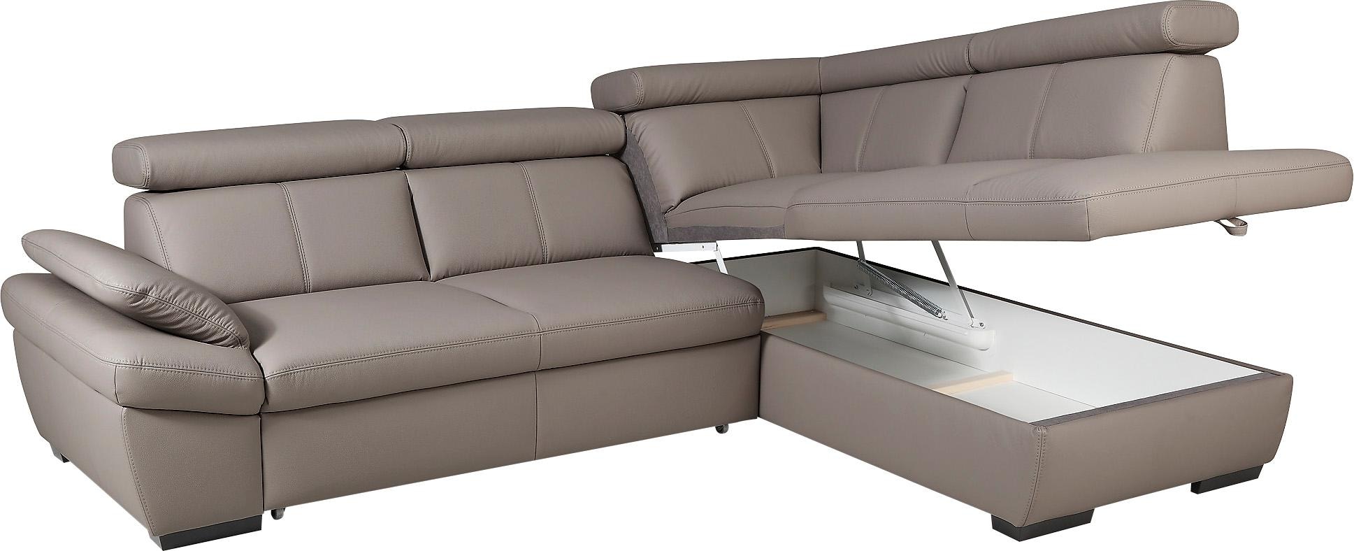 exxpo - sofa fashion Ecksofa »Salerno, klassisch modernes Funktionssofa, hoher Sitzkomfort, L-Form«, inkl. Kopf- und Armteilverstellung, wahlweise mit Bettfunktion