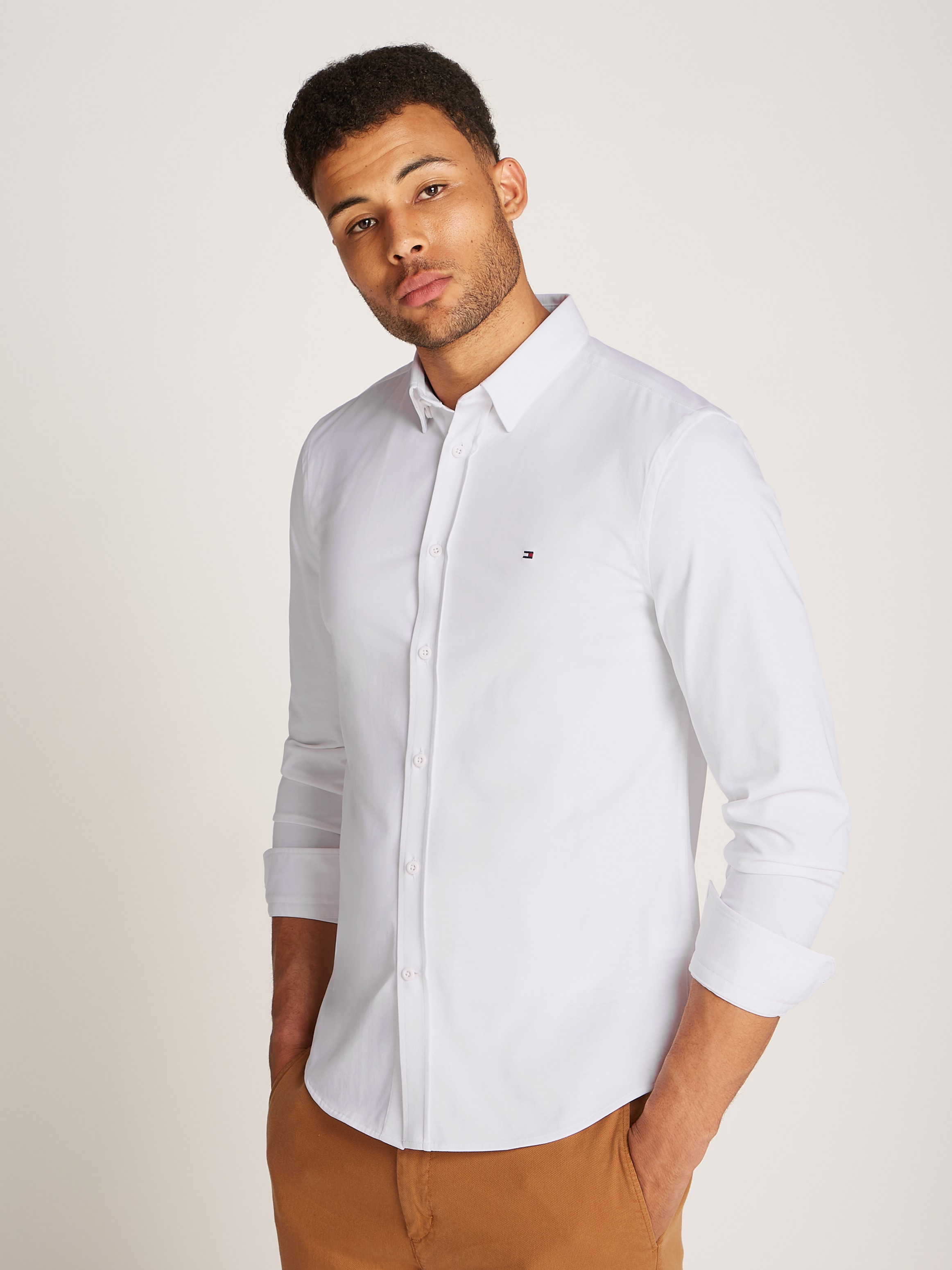 Tommy Hilfiger Businesshemd "PERFORMANCE KNIT SOLID Slim Fit SHIRT", mit Lo günstig online kaufen