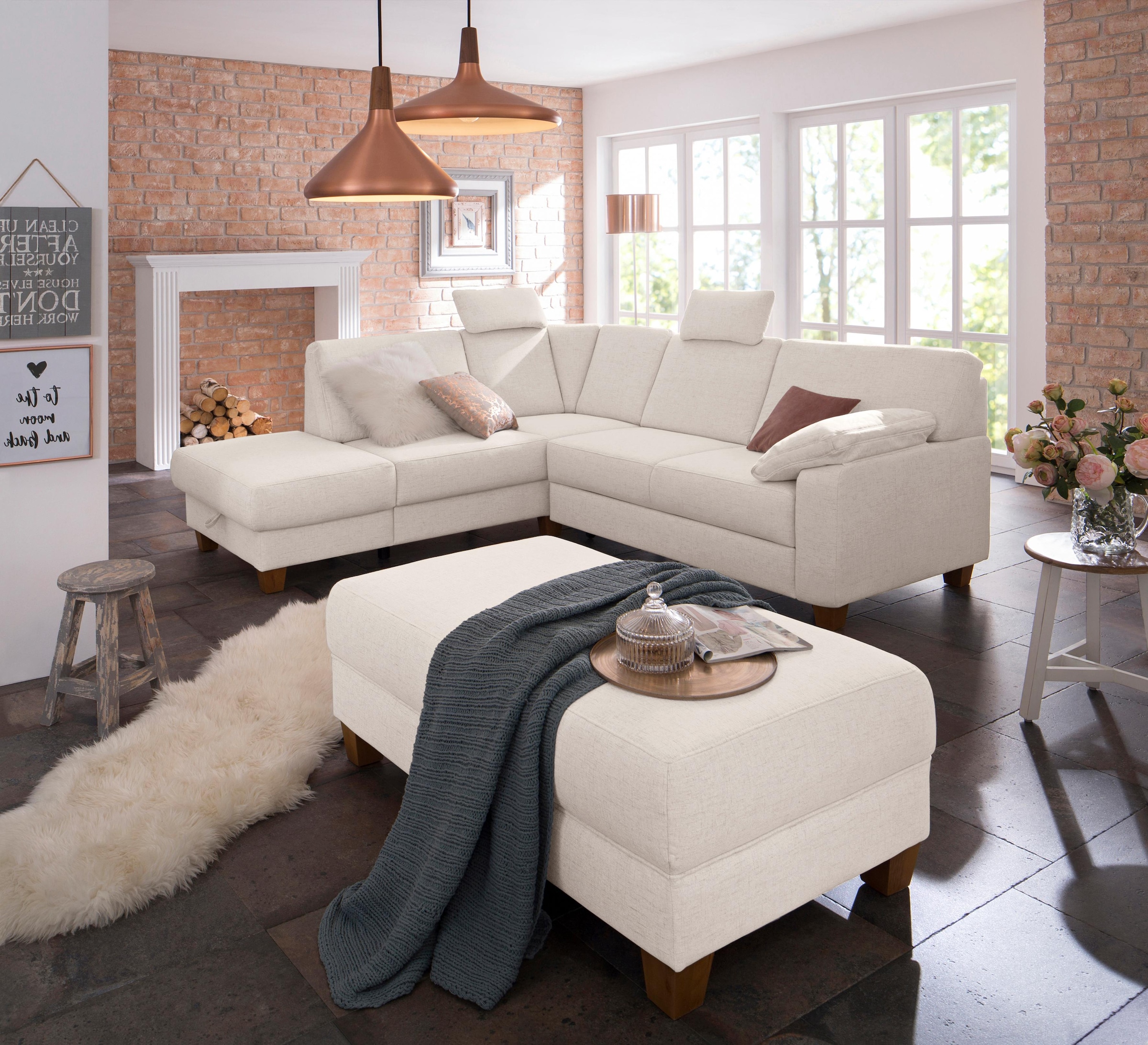 Home affaire Ecksofa »Belfort L-Form«, mit Federkern, wahlweise mit Bettfunktion und Stauraum
