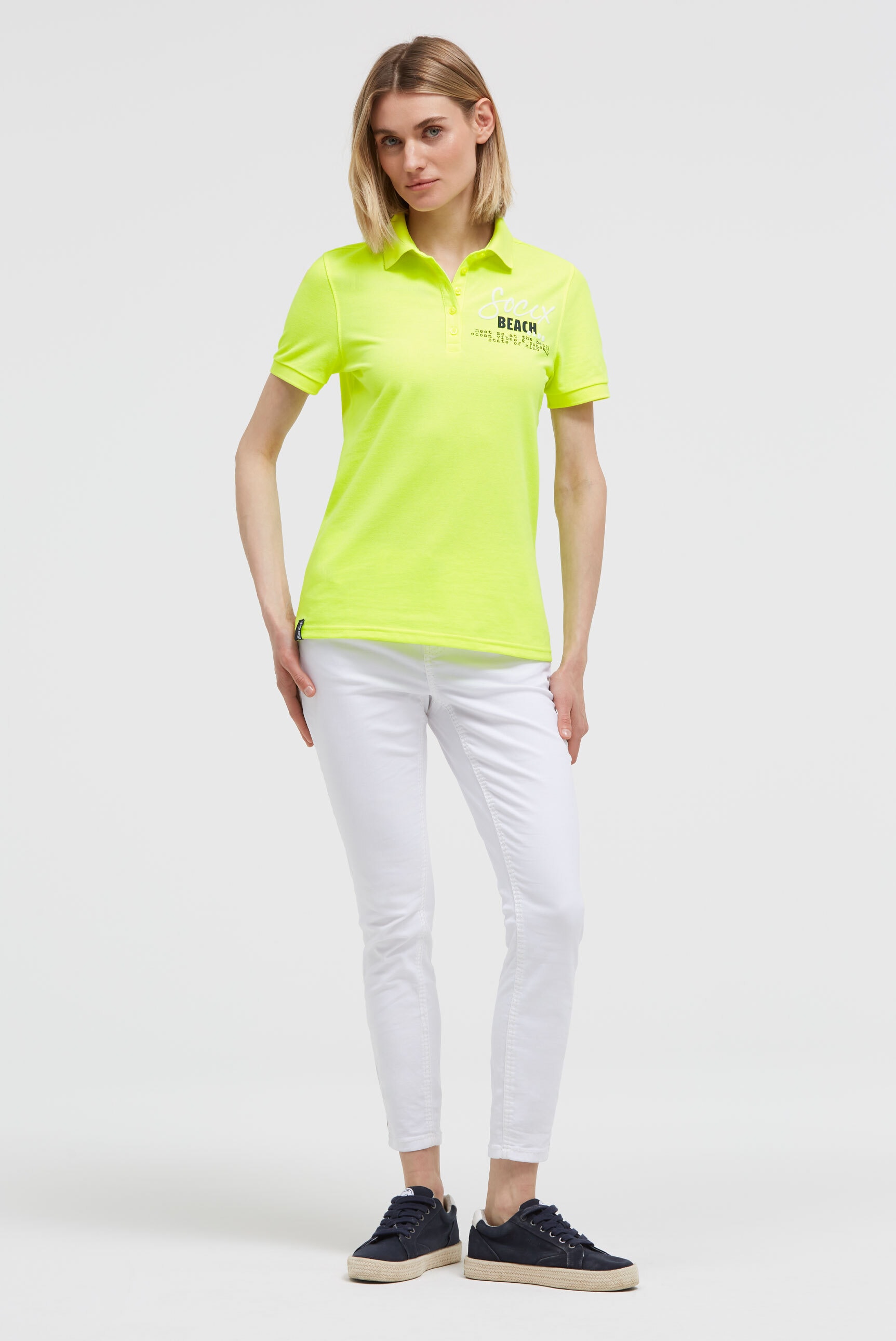 SOCCX Poloshirt mit Puff-Print