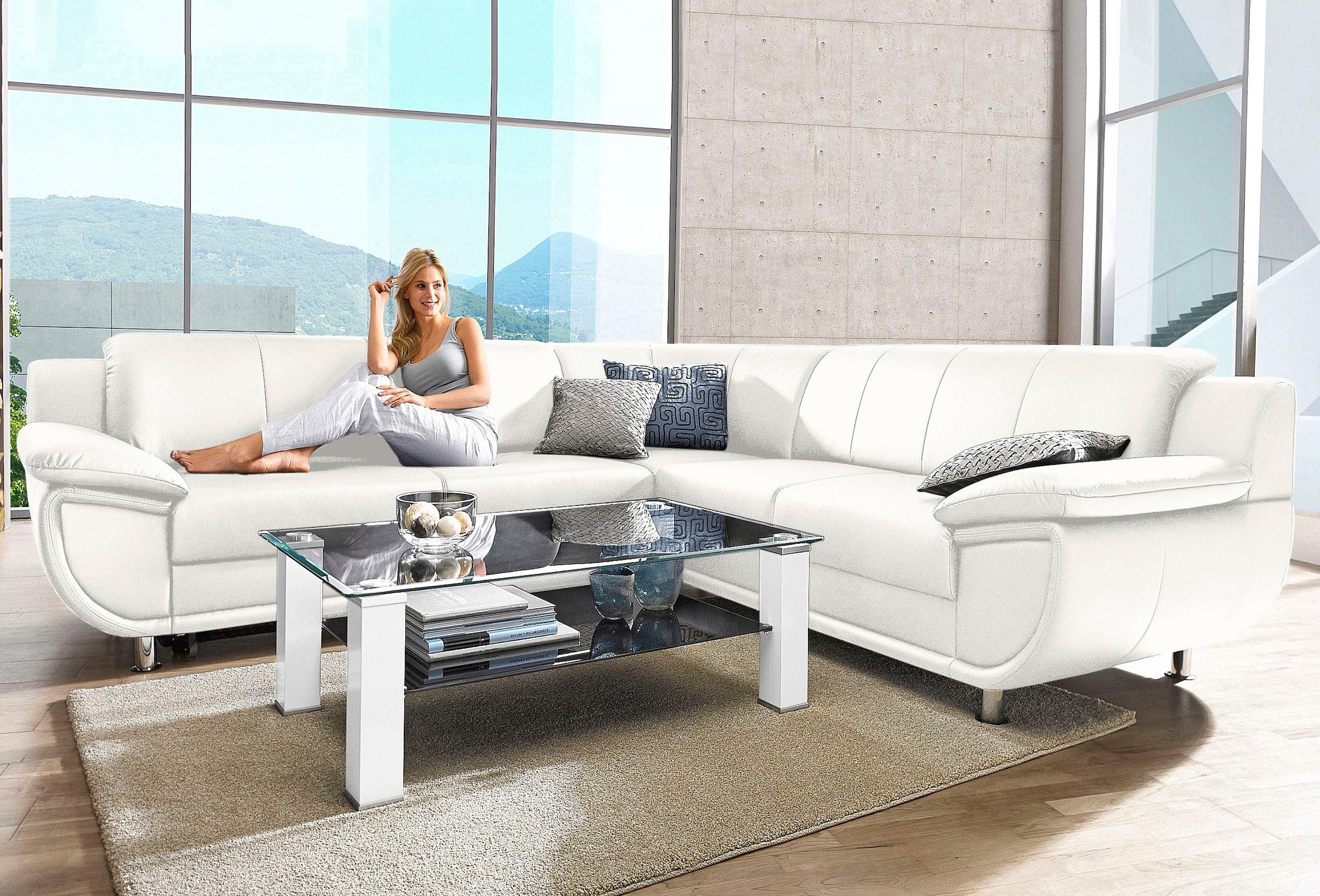 TRENDMANUFAKTUR Ecksofa "Rondo wahlweise mit Schlaffunktion, bequeme Armleh günstig online kaufen