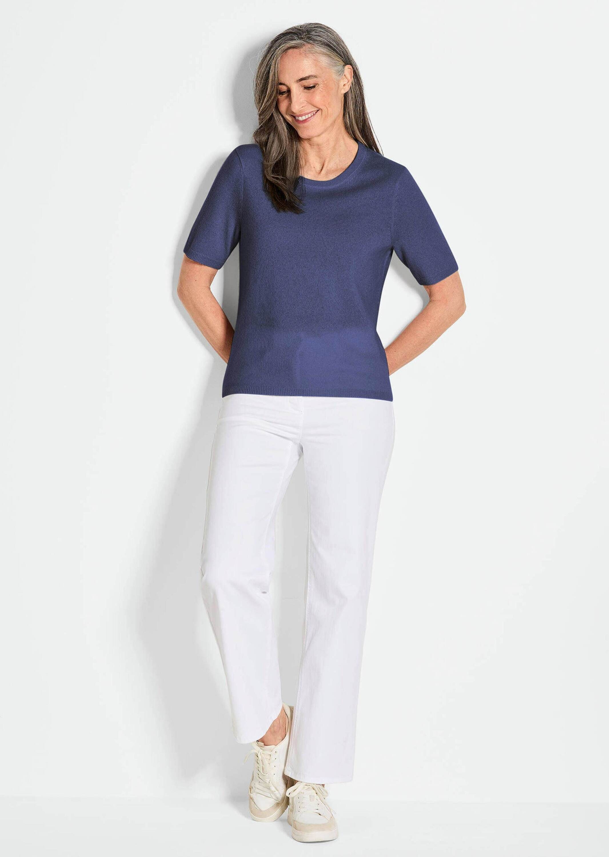 GOLDNER Kurzarmpullover "Halbarmpullover mit Rundhals aus Kaschmir" Aufwend günstig online kaufen