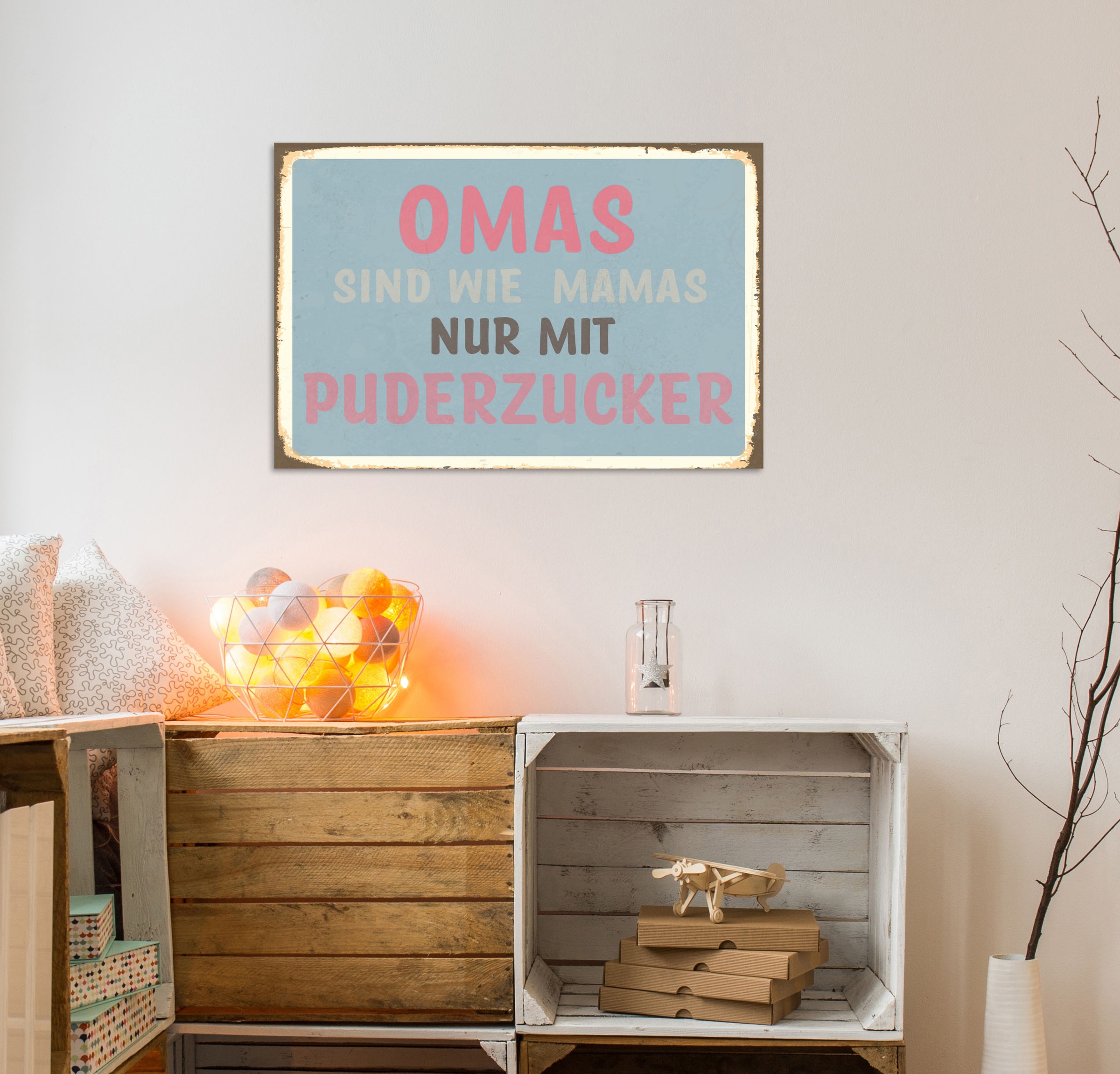 queence Metallbild "Puderzucker V", Sprüche-Schriftzug-Sprüche-Sprüche & Te günstig online kaufen