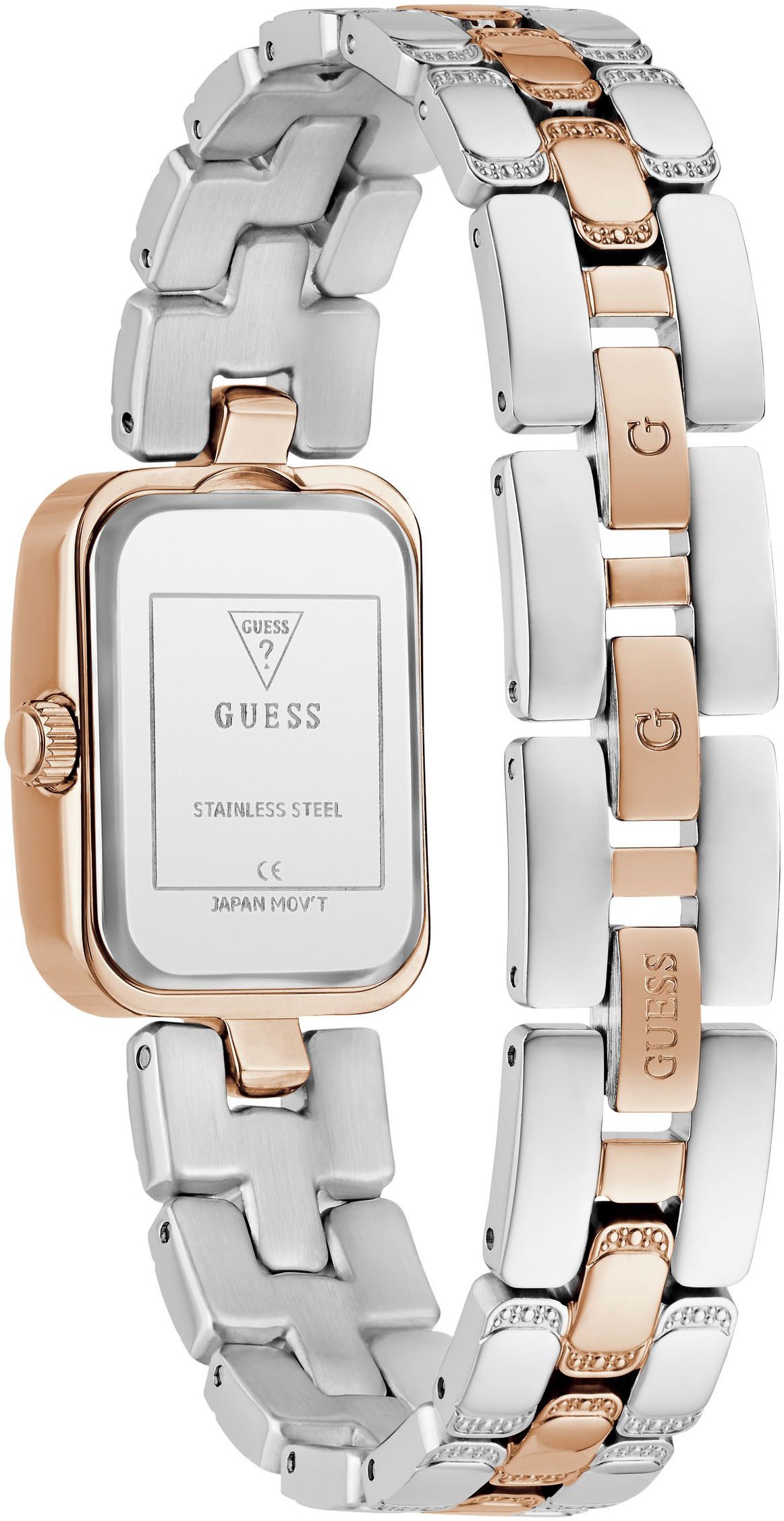 Guess Quarzuhr »ISLA«, Armbanduhr, Damenuhr, Edelstahlarmband