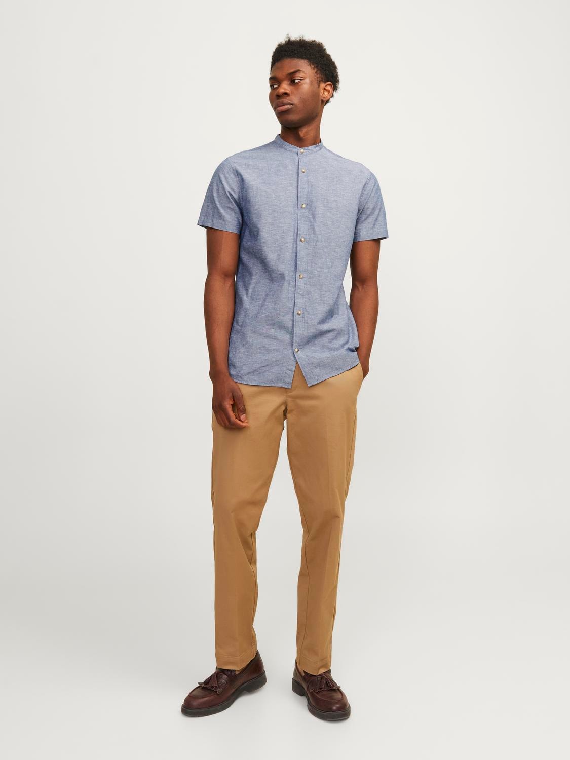 Jack & Jones Kurzarmhemd »JJESUMMER BAND LINEN BLEND SHIRT SS SN«