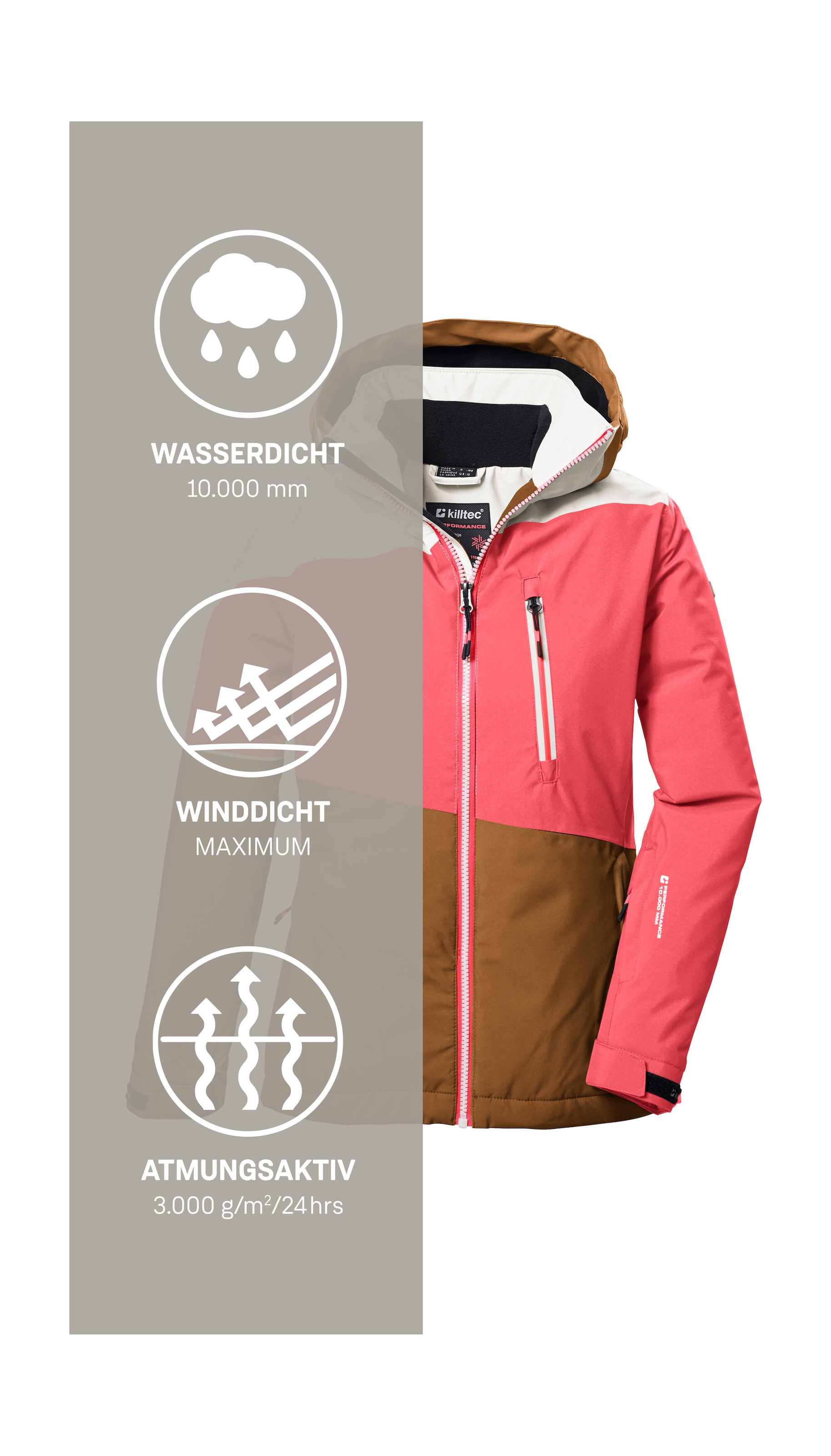 Killtec Skijacke »KSW 331 GRLS SKI JCKT« Atmungsaktive, wasserdichte Jacke mit Fleece-Innenseite, Skipasstasche