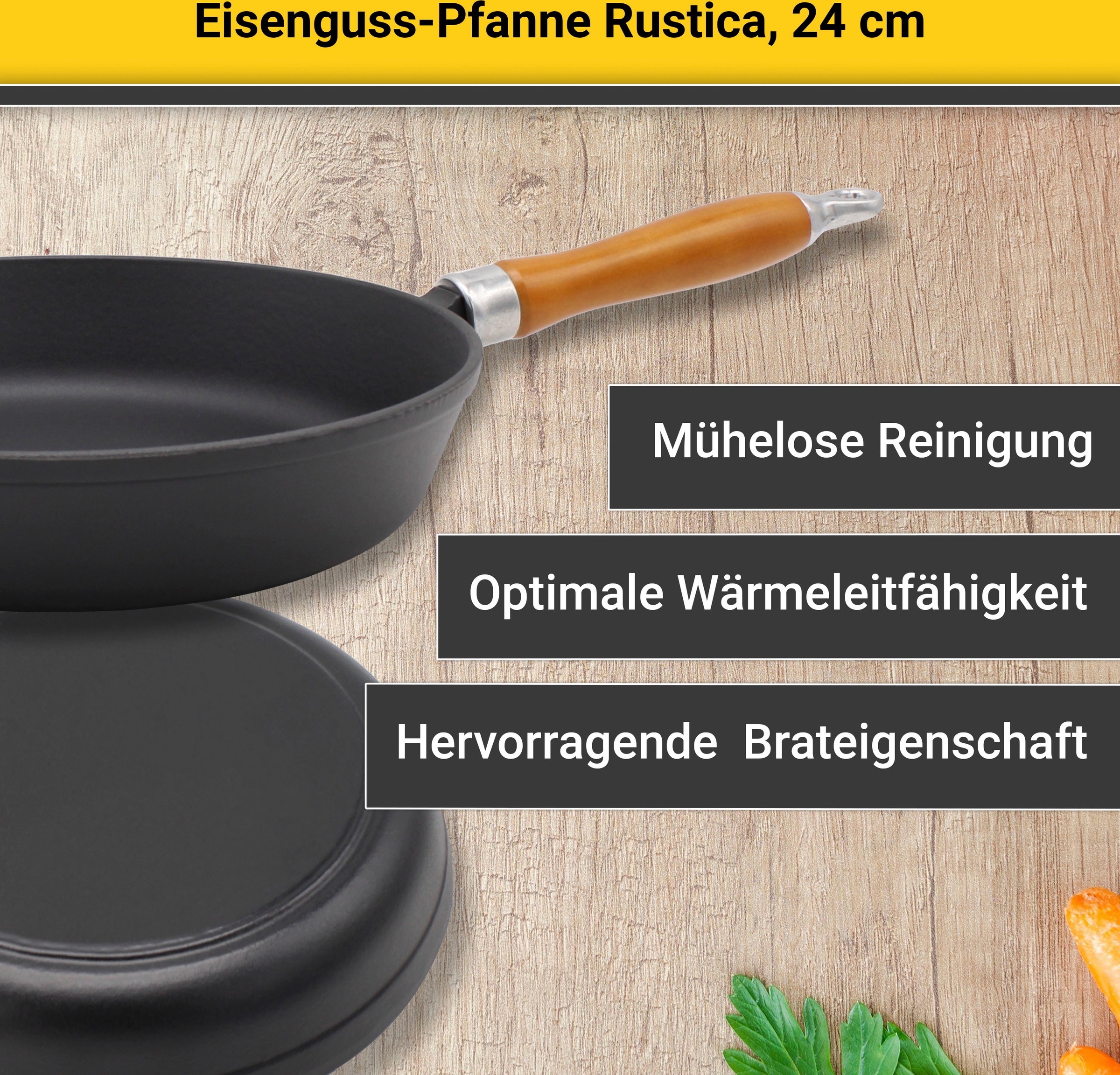 Krüger Bratpfanne "Einsenguss Pfanne RUSTICA" Gusseisen 1 Stk. tlg. für Ind günstig online kaufen