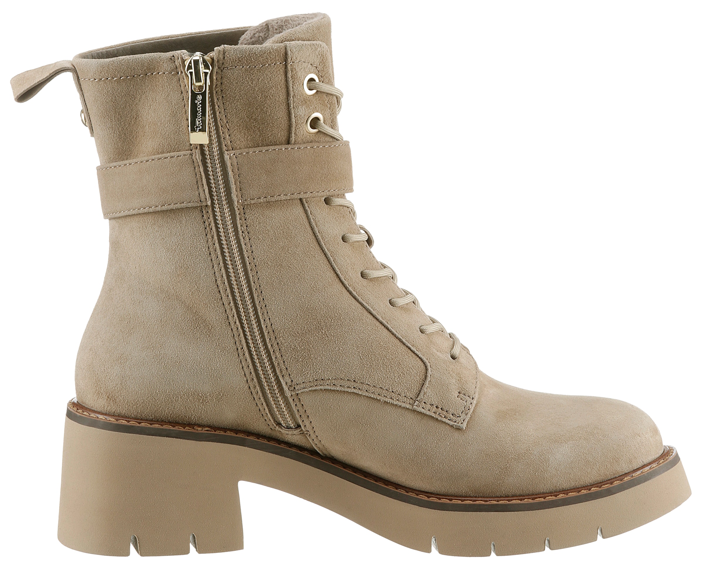 Tamaris Schnürstiefelette, Blockabsatz, Schnürboots mit modischer Zierschnalle