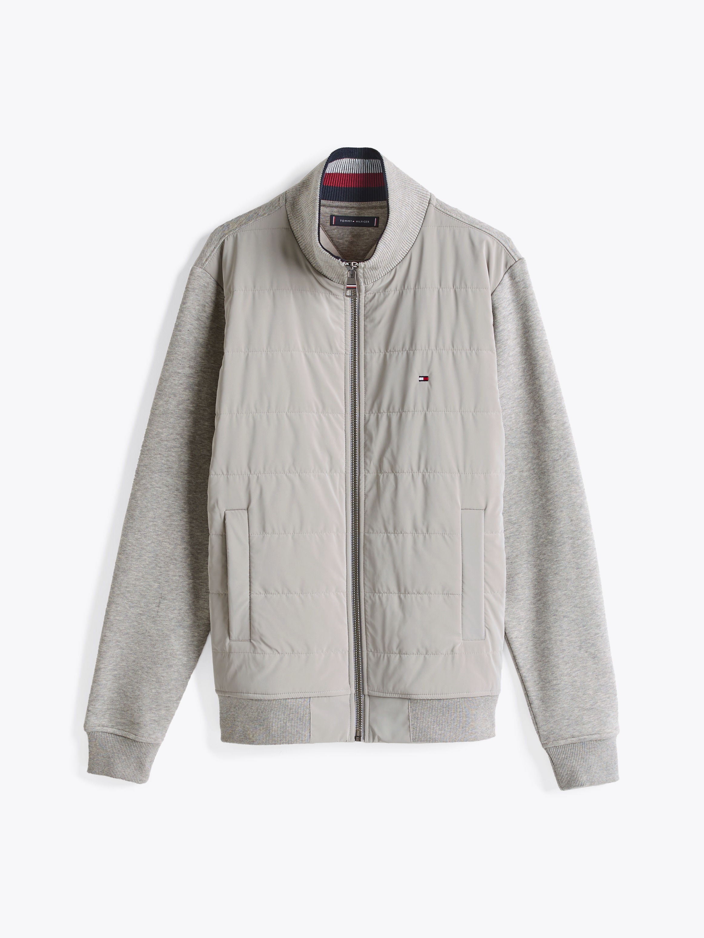 Tommy Hilfiger Sweatjacke »MIX MEDIA ZIP THRU STAND CLR«, Bahnen vorne mit Kontrast-Struktur