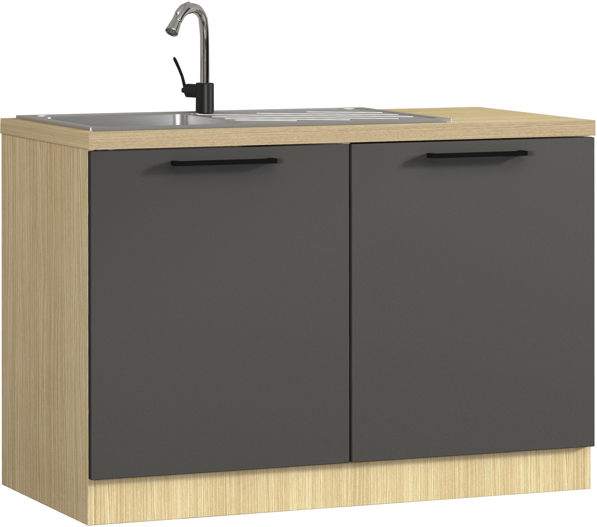 KOCHSTATION Spülenschrank "Luna, Unterschrank für Spüle, Küchenspülenschrank, Made in Italy" B/T/H: 120×60×85 cm, inklusive Einbauspüle und Siphon