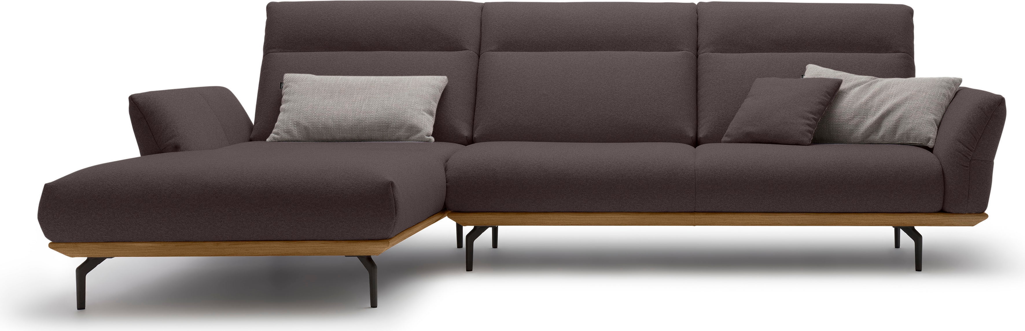 Creation BY ROLF BENZ Ecksofa "CR.460 Design-Sofa der Extraklasse, verstellbare Rückenlehne, L-Form" Sockel in Nussbaum, Winkelfüße in Umbragrau, Breite 318 cm