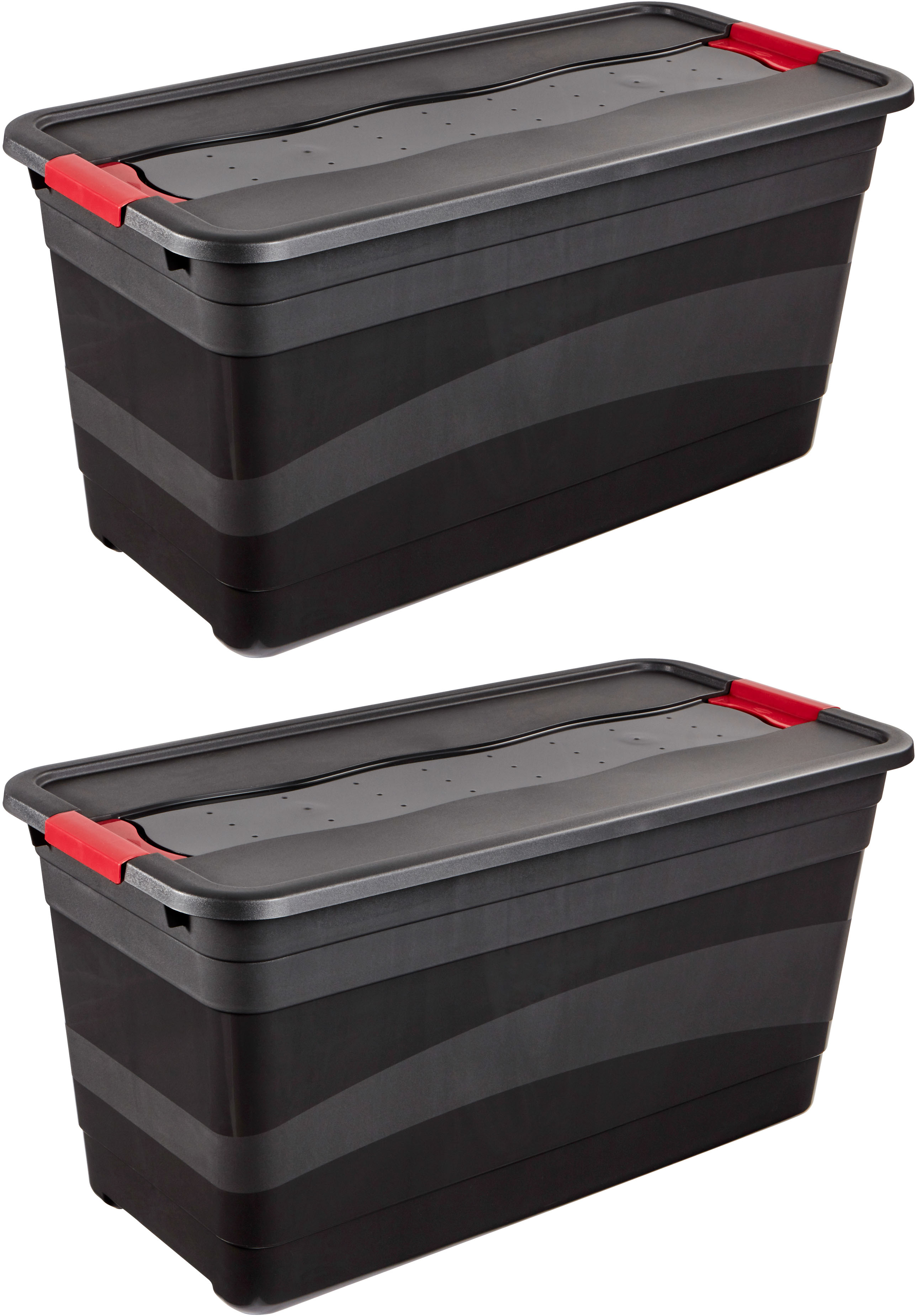 keeeper Transportbehälter "eckhart, 2er Set Transporbox, 52 L, 59,5 x 39,5 x 34 cm" 39,5 cm breit 40 cm hoch 79,5 cm lang Set, 2 Stk. tlg. seitl. Clips, Griffe am Boden, stoßfeste Seitenwände, robuster Deckel