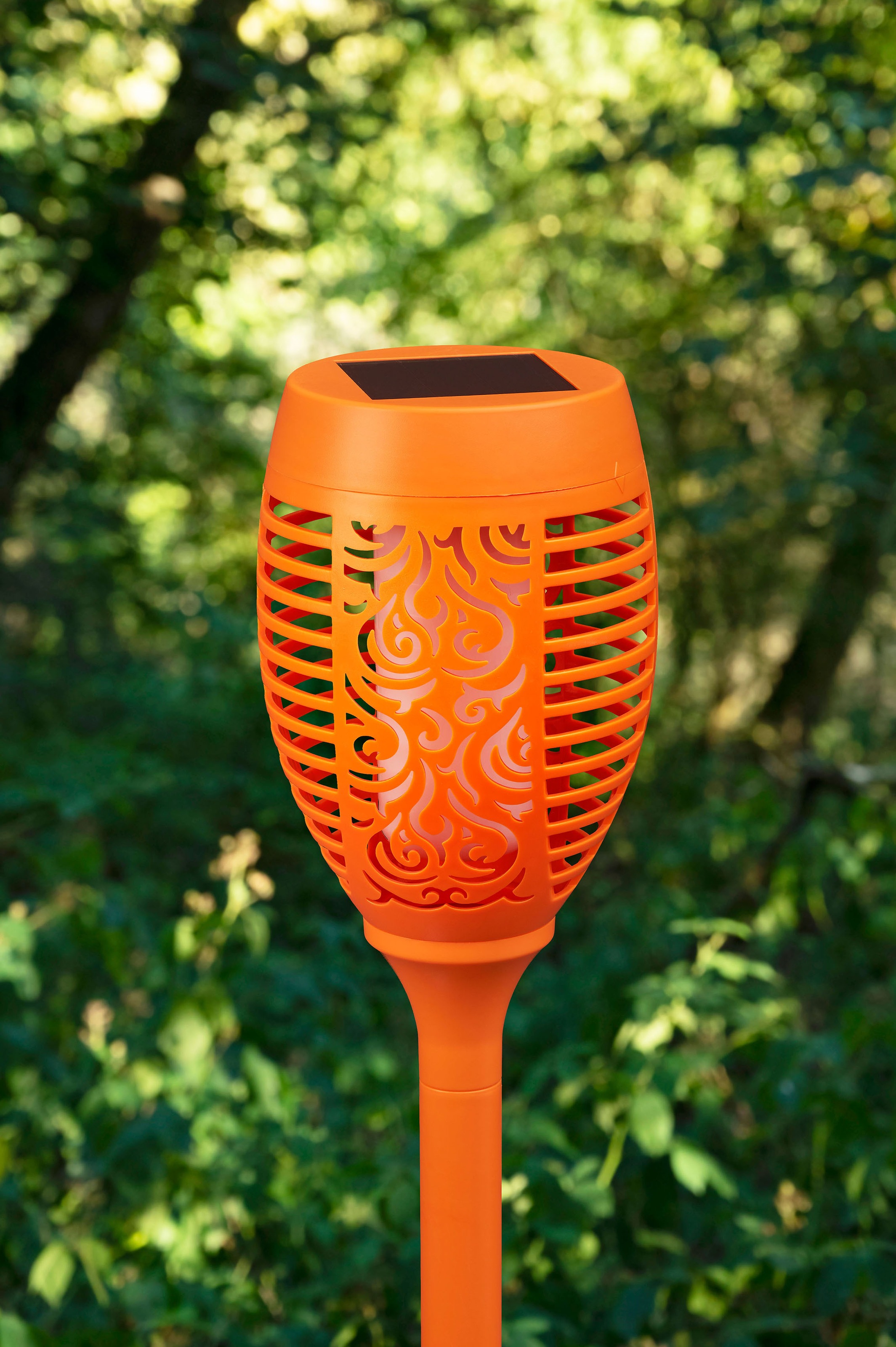 Flamme Gartenfackel, Solar 3er orange LED realer | LED BAUR mit bestellen Set BONETTI Gartenfackel