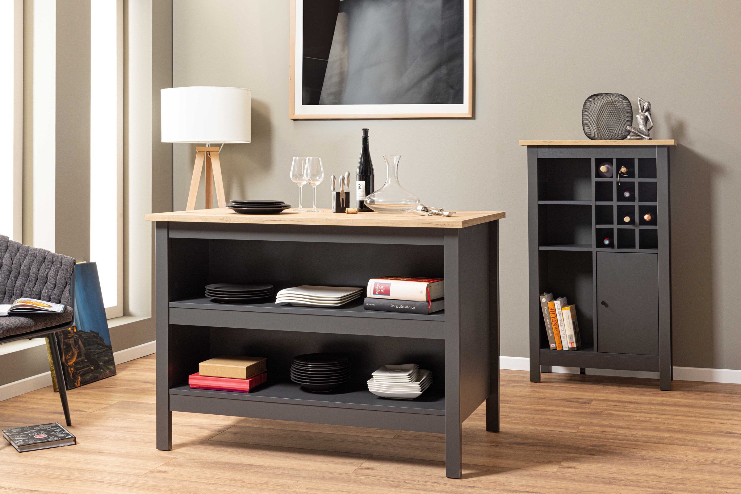 Inter Link Highboard »Nellina« 1 Stk. tlg. Weinschrank, BxTxH: ca. 76,8 x 33 x 124,4 cm