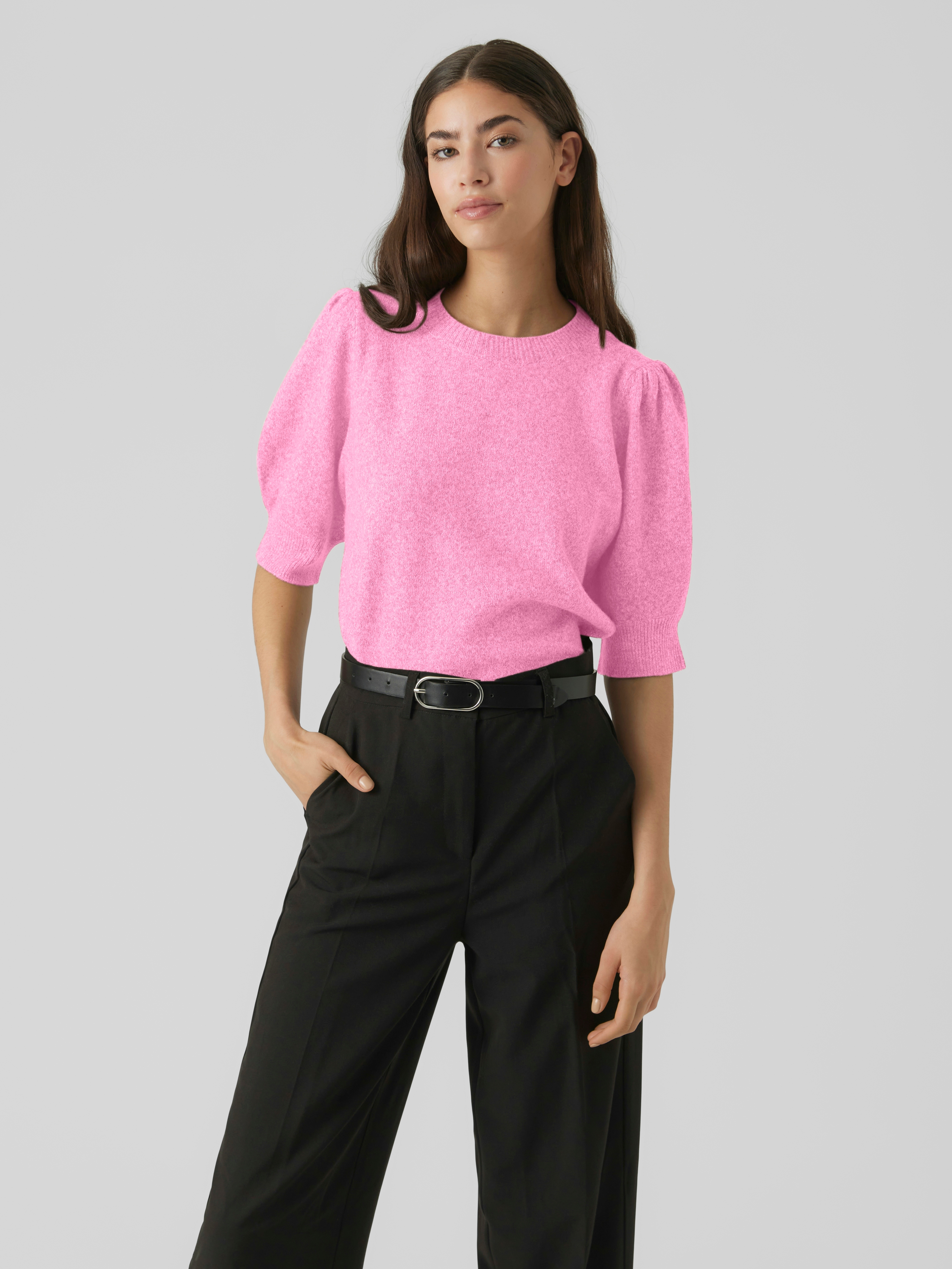 Vero Moda "VMDOFFY 2/4 O-NECK PULLOVER GA NOOS" Materialmix, regular fit