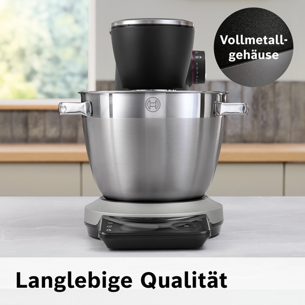 BOSCH Küchenmaschine »Serie 8, 9 Automatikprogramme, integrierte Waage, Timer, 6l Schüssel« Edelstahlschüssel, 3 Rührwerkzeuge spülmaschinenfest, 7 Stufen, 1800 W