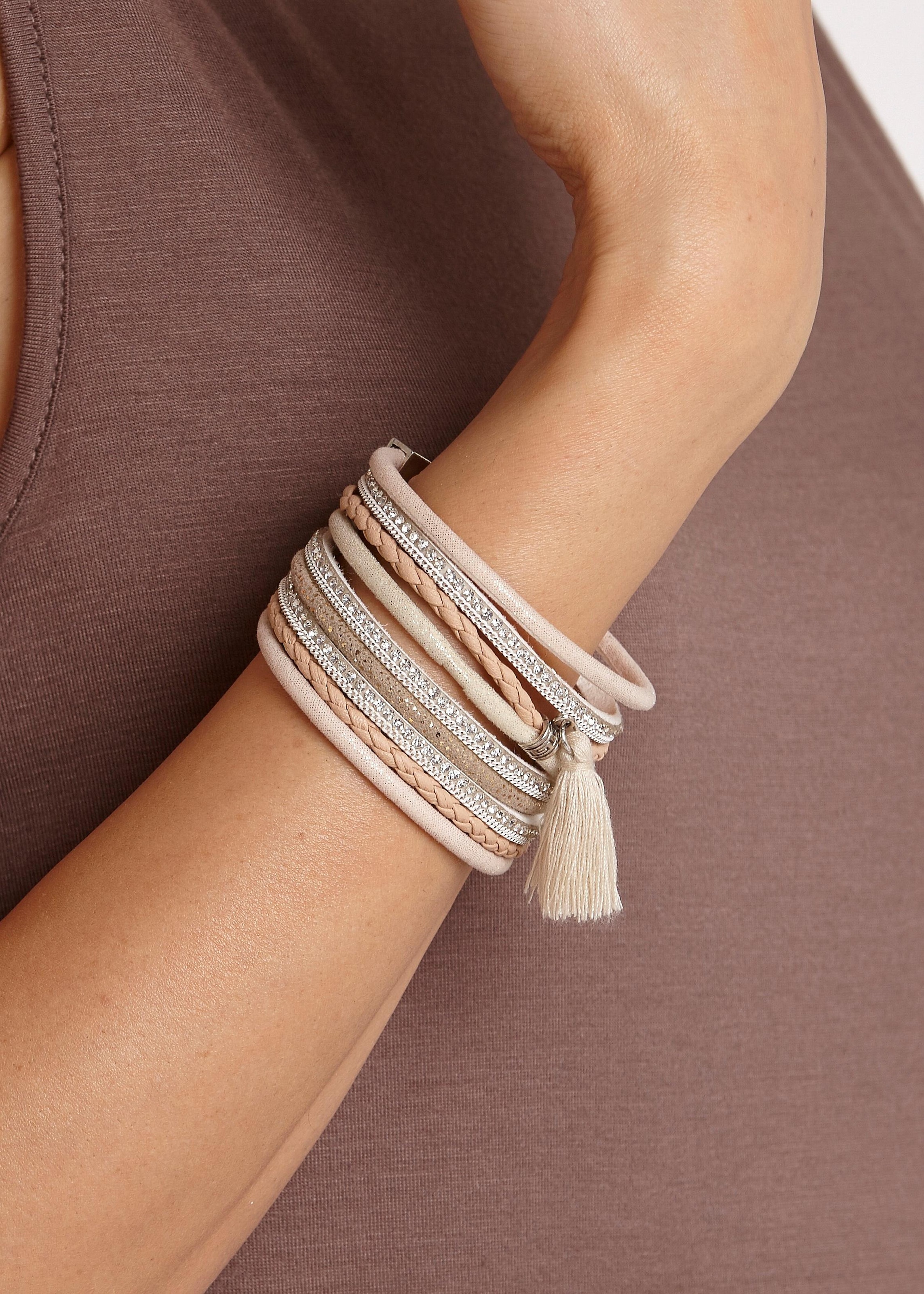LASCANA Wickelarmband »Layer Armband mit Tassel«, mit Magnetverschluss, Armschmuck