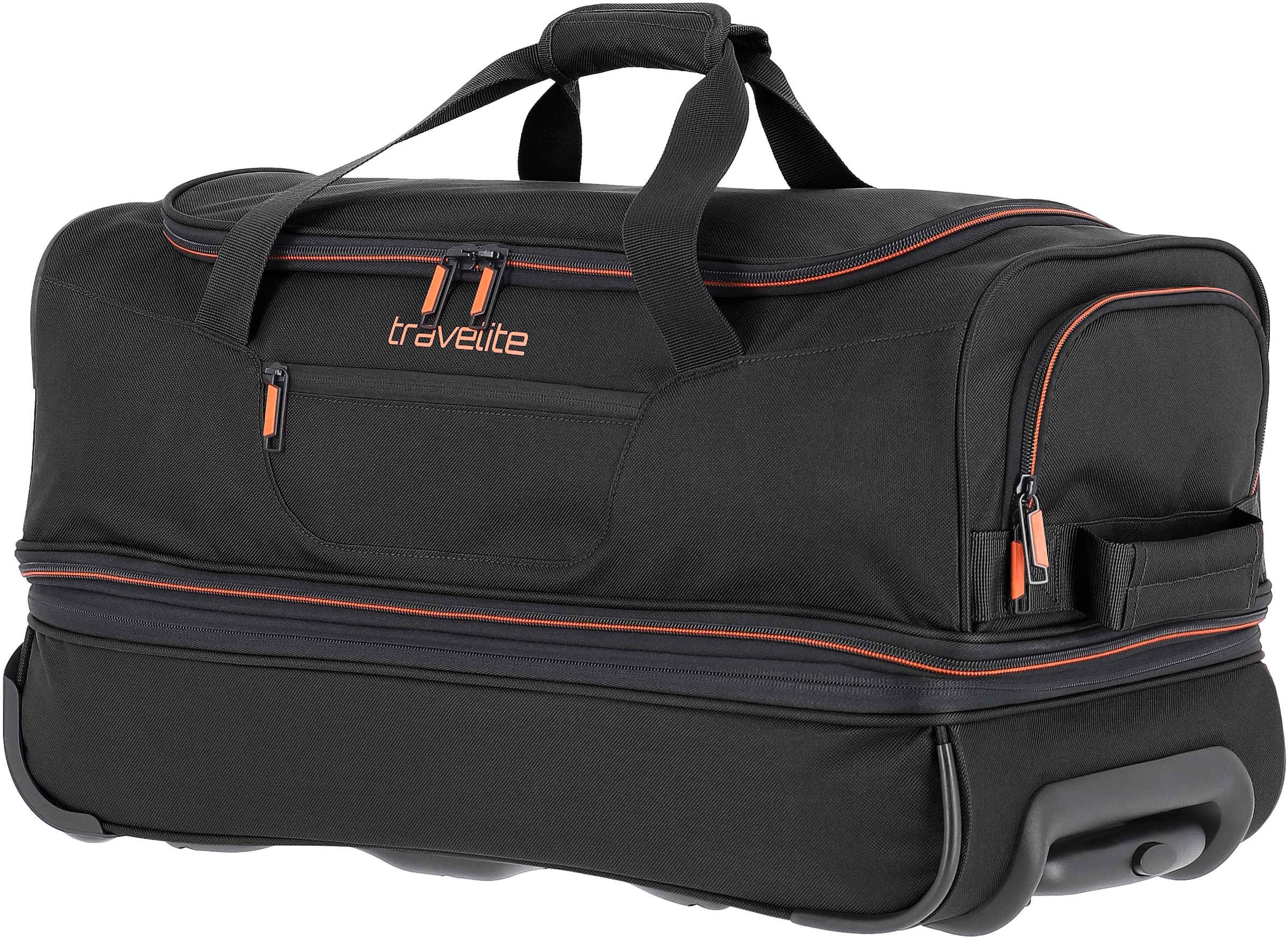 travelite Reisetasche »Basics, 55 cm«, Duffle Bag Sporttasche mit Trolleyfunktion und Volumenerweiterung