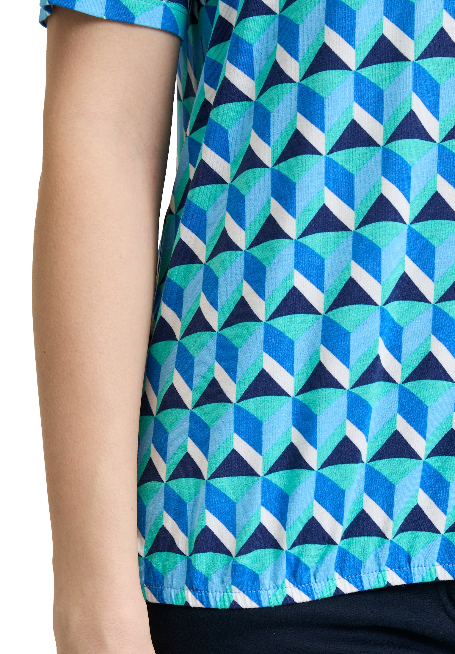 Betty Barclay Kurzarmshirt »Betty Barclay Blusenshirt mit Print«, (1 tlg.), Rippbündchen