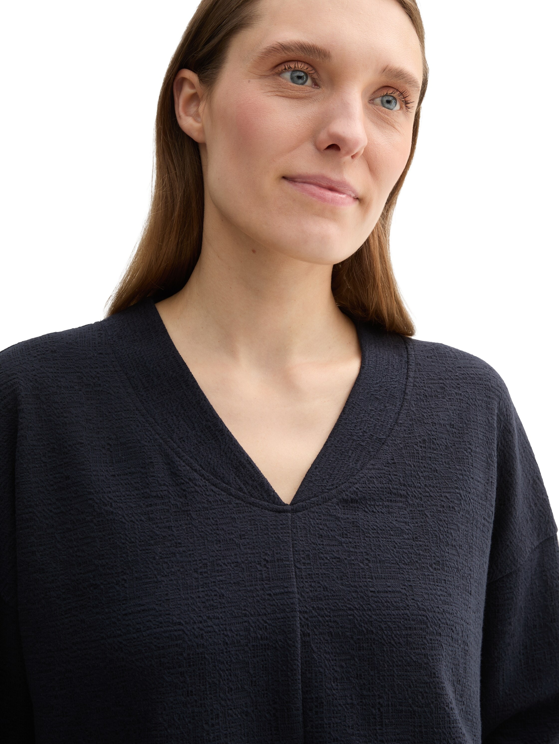 TOM TAILOR Sweatshirt, mit Struktur und V-Ausschnitt