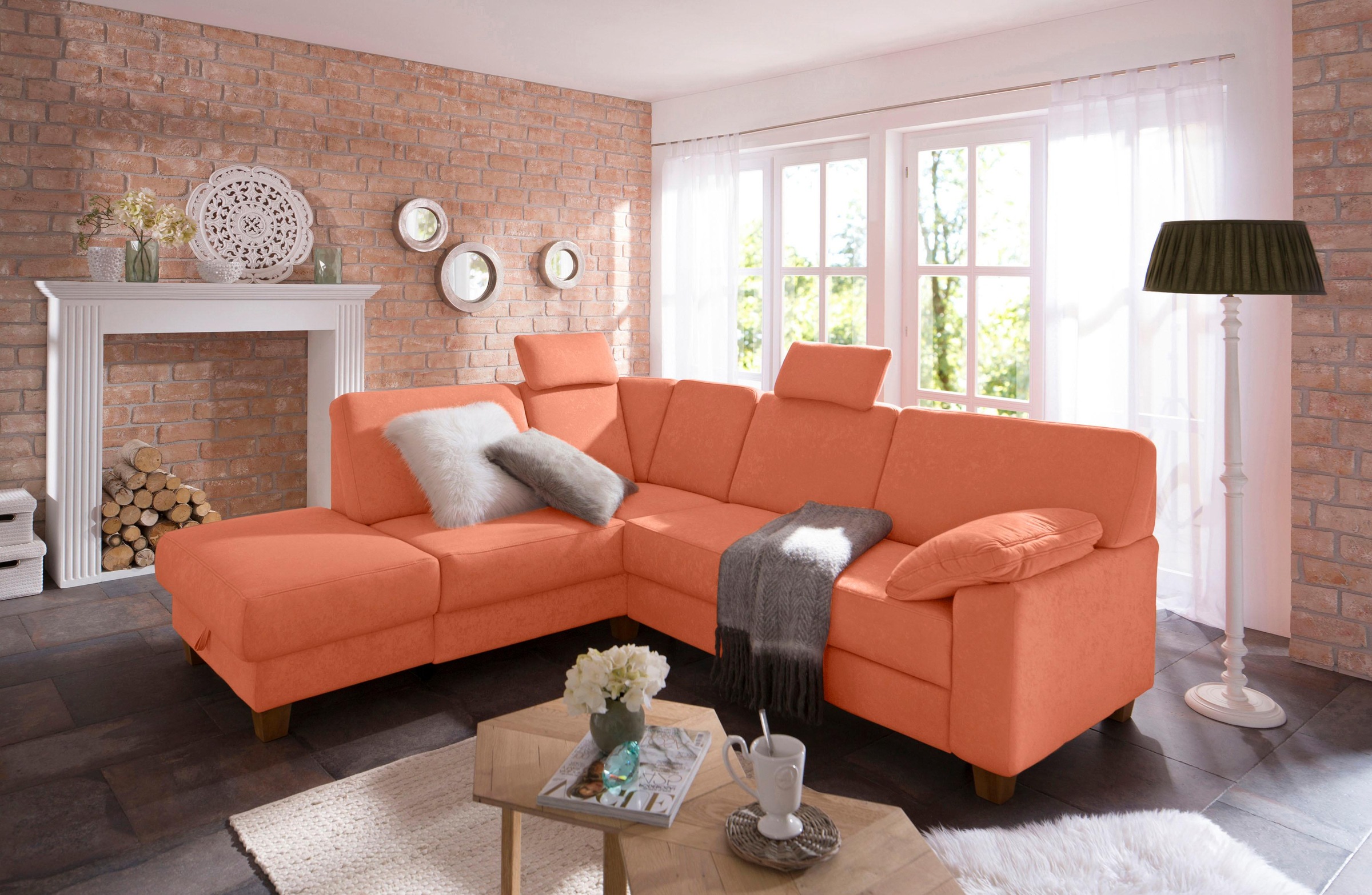 Home affaire Ecksofa »Belfort L-Form«, mit Federkern, wahlweise mit Bettfunktion und Stauraum