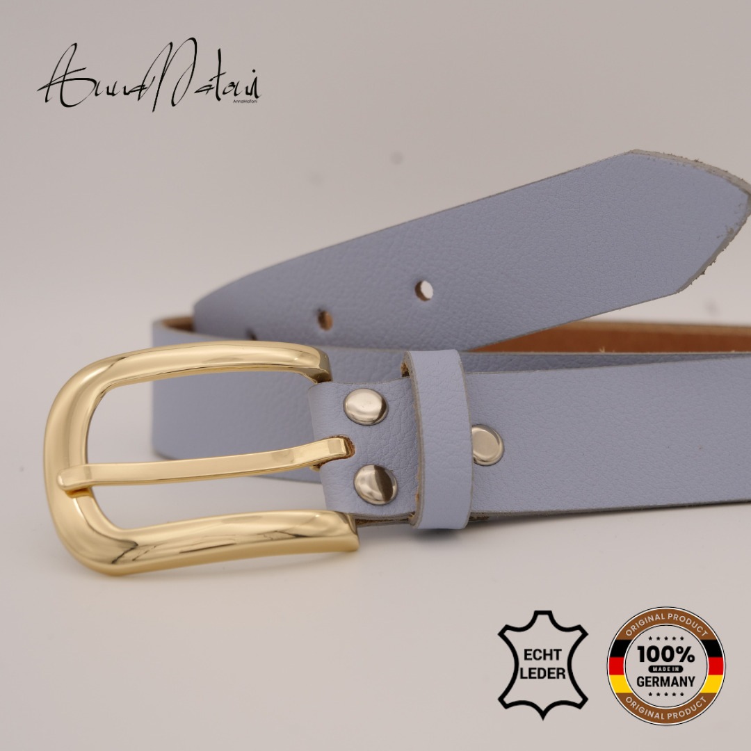 Ledergürtel ANNAMATONI "AnnaMatoni Ledergürtel Flora Ledergürtel Flora", Damen, Gr. TW105 - 120cm Gesamtlänge, blau (sky 400), 100% Leder, Gürtel Ledergürtel 2