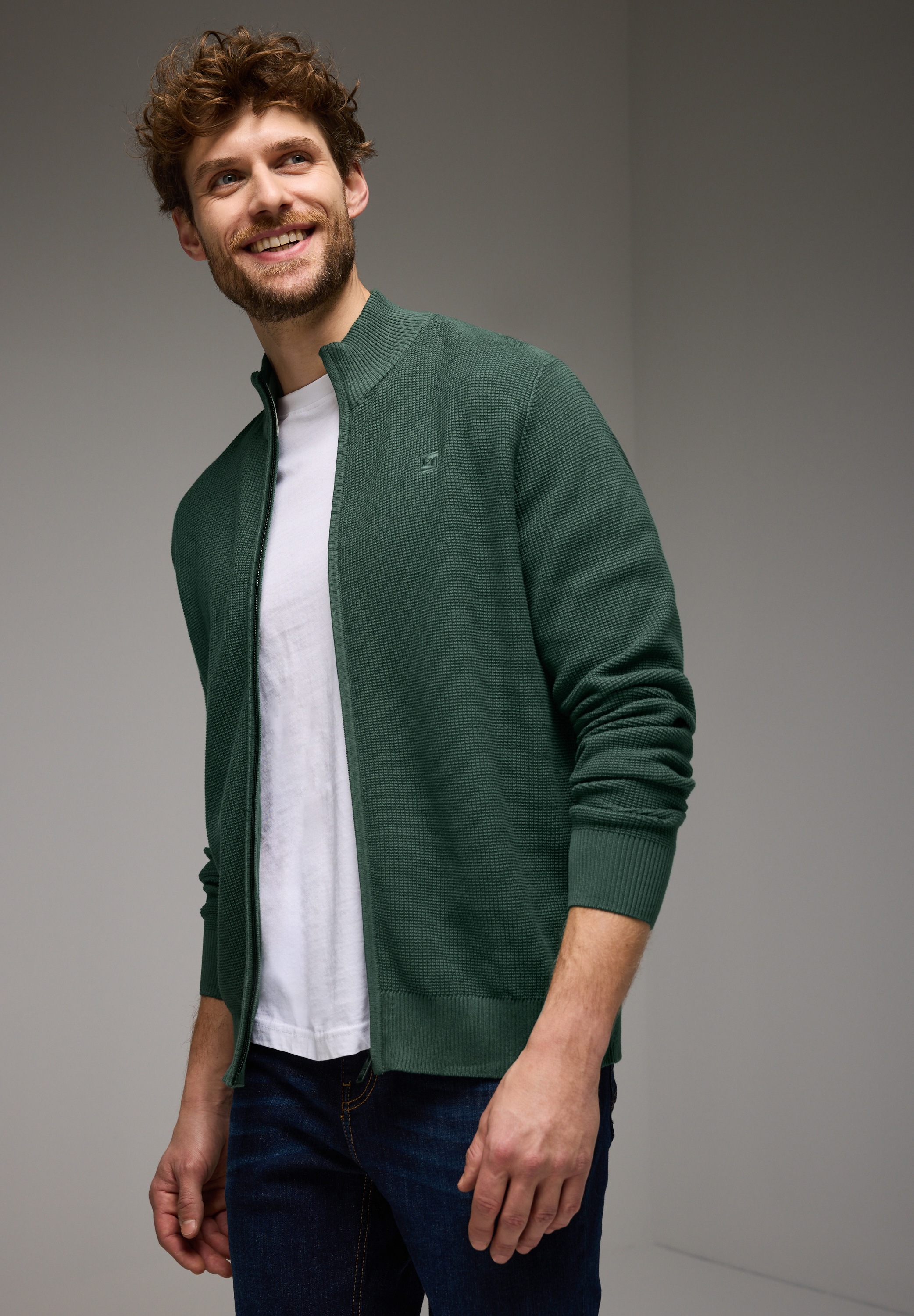 STREET ONE MEN Strickjacke Feinstrick