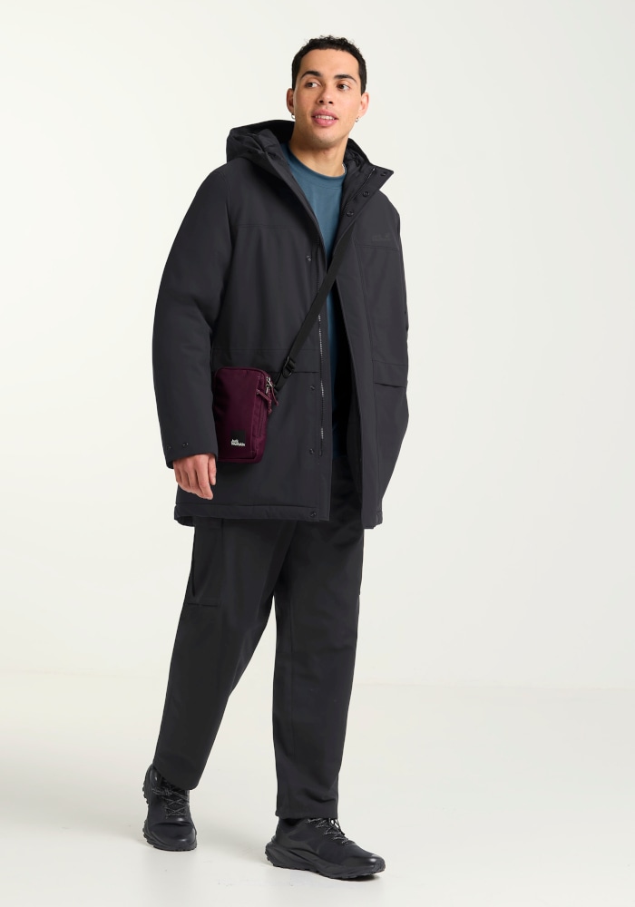 Jack Wolfskin Wintermantel »COLD CAMP COAT M« mit Kapuze, lang, aus Polyester, wasserdicht, winddicht, atmungsaktiv