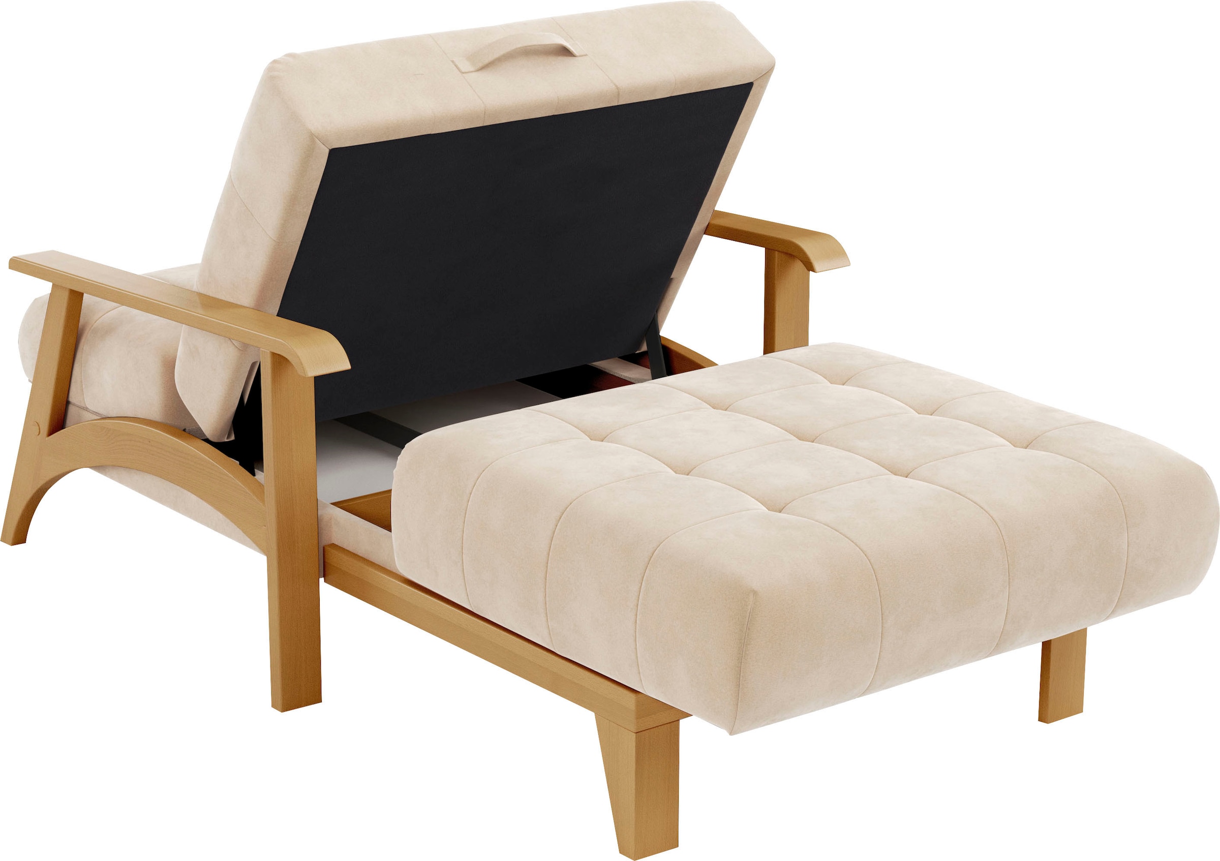 sit&more Recamiere »Billund«, Armlehnen aus eichefarbigem Buchenholz, verschiedene Bezüge und Farben