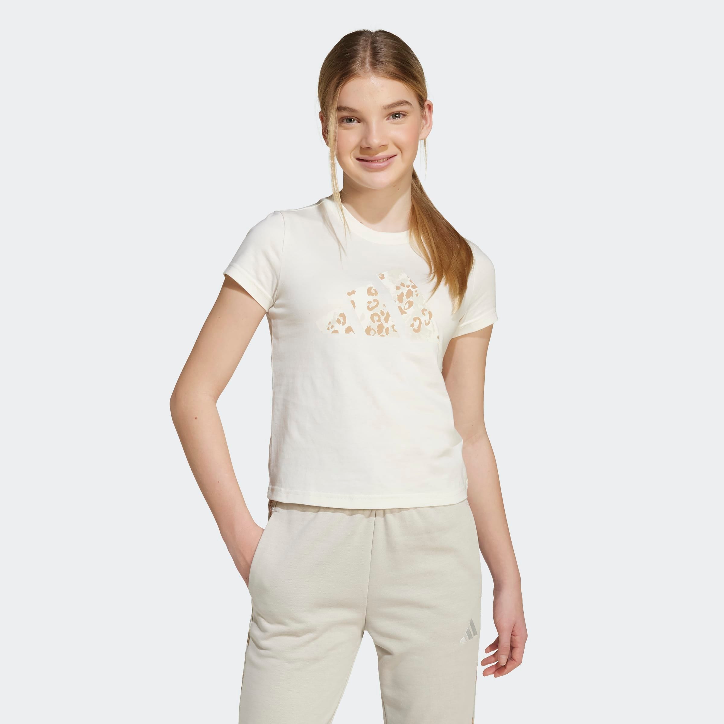 adidas Sportswear T-Shirt "ADIDAS GIRLS ANIMAL BIG LOGO SINGLE JERSEY- FÜR KINDER UND TEENS" mit Rundhalsausschnitt, ohne Verschluss, mit Animalprint