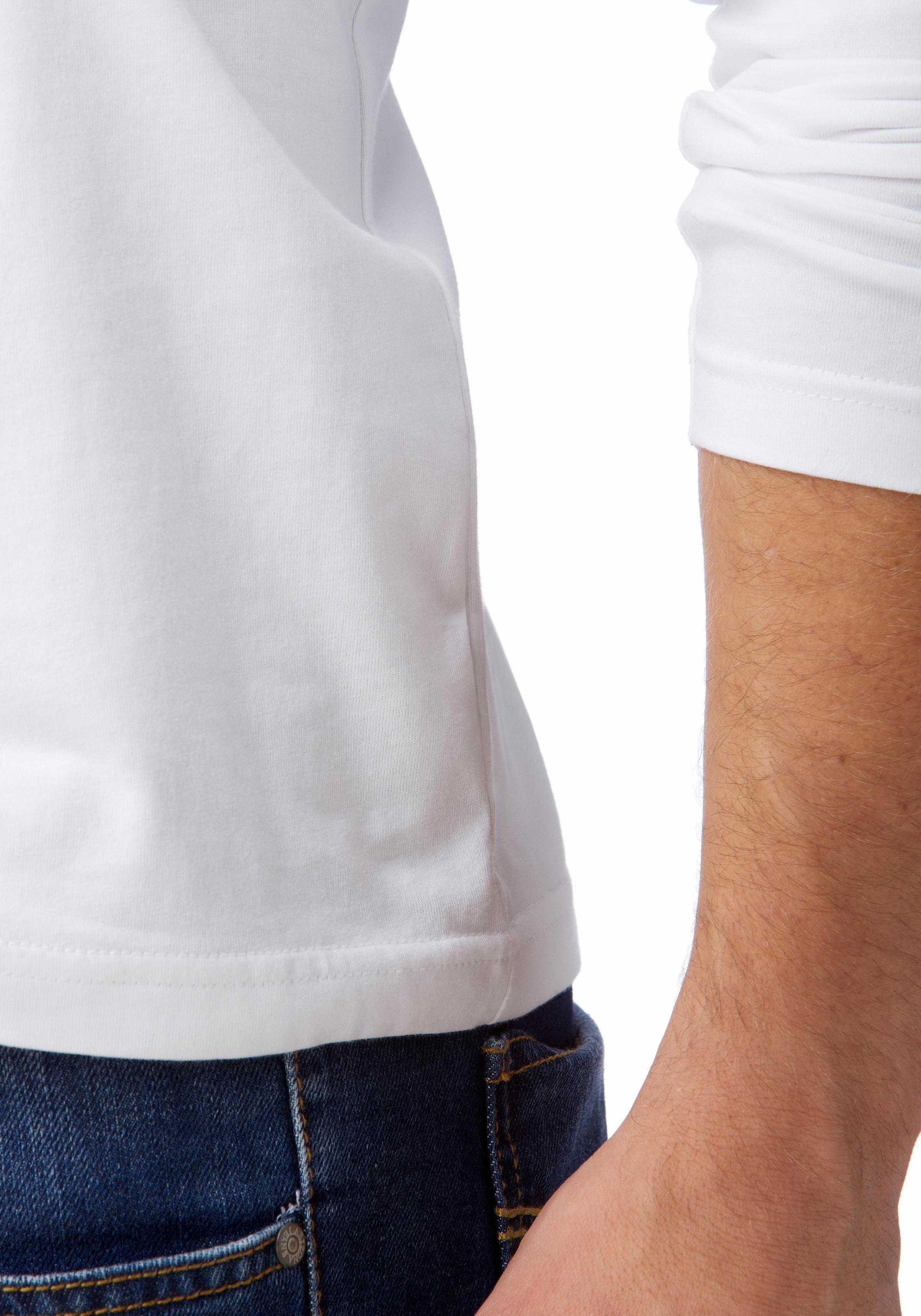 Man's World Langarmshirt »neue Farbe !«, (3er-Pack), Langarm, unifarben, aus Baumwolle, im 3er-Pack