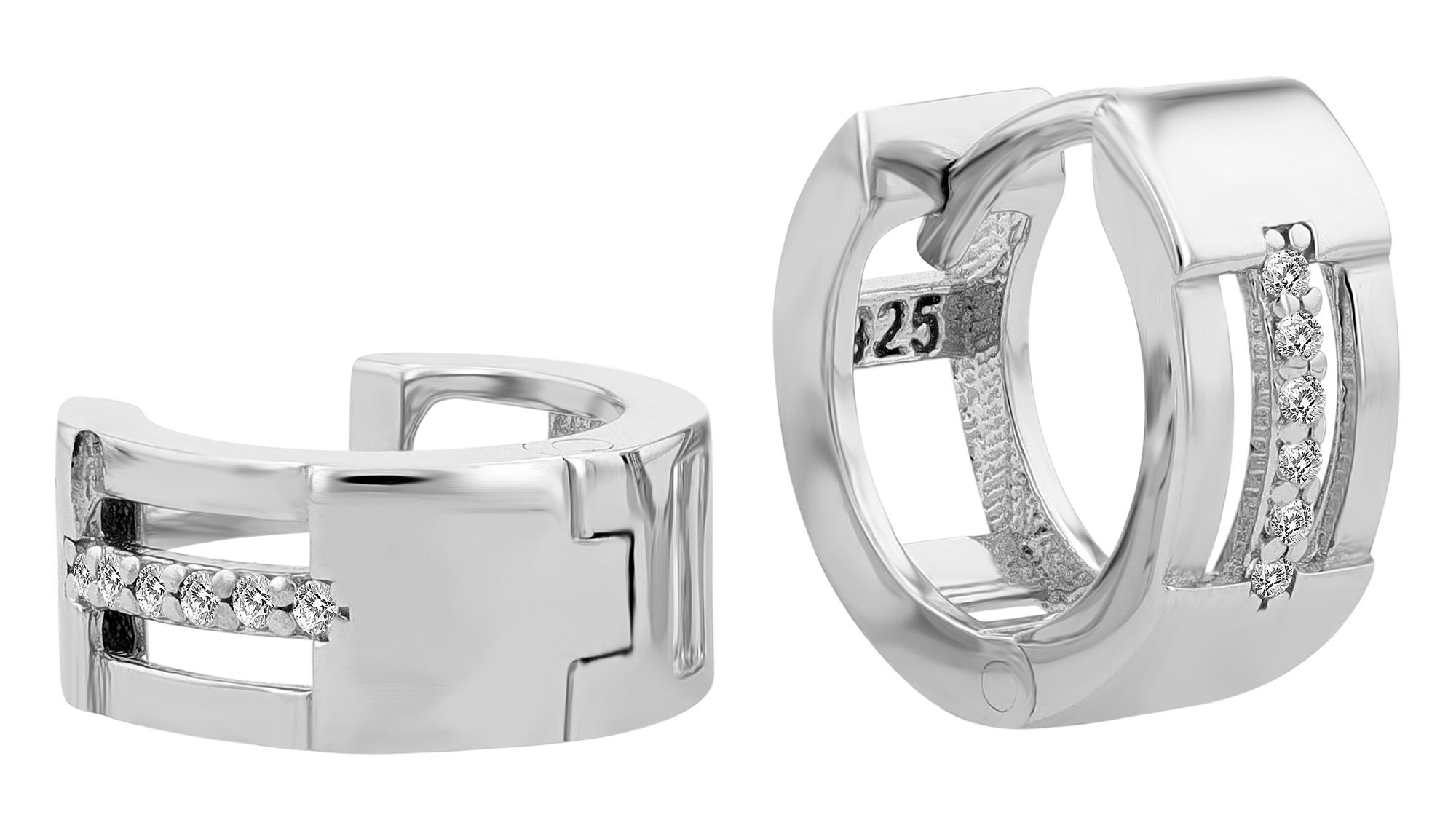 Adelia´s Klappcreolen »Ohrringe – Klappcreole aus 925 Silber mit Zirkonia« Perfekt als Geschenk zum Valentinstag