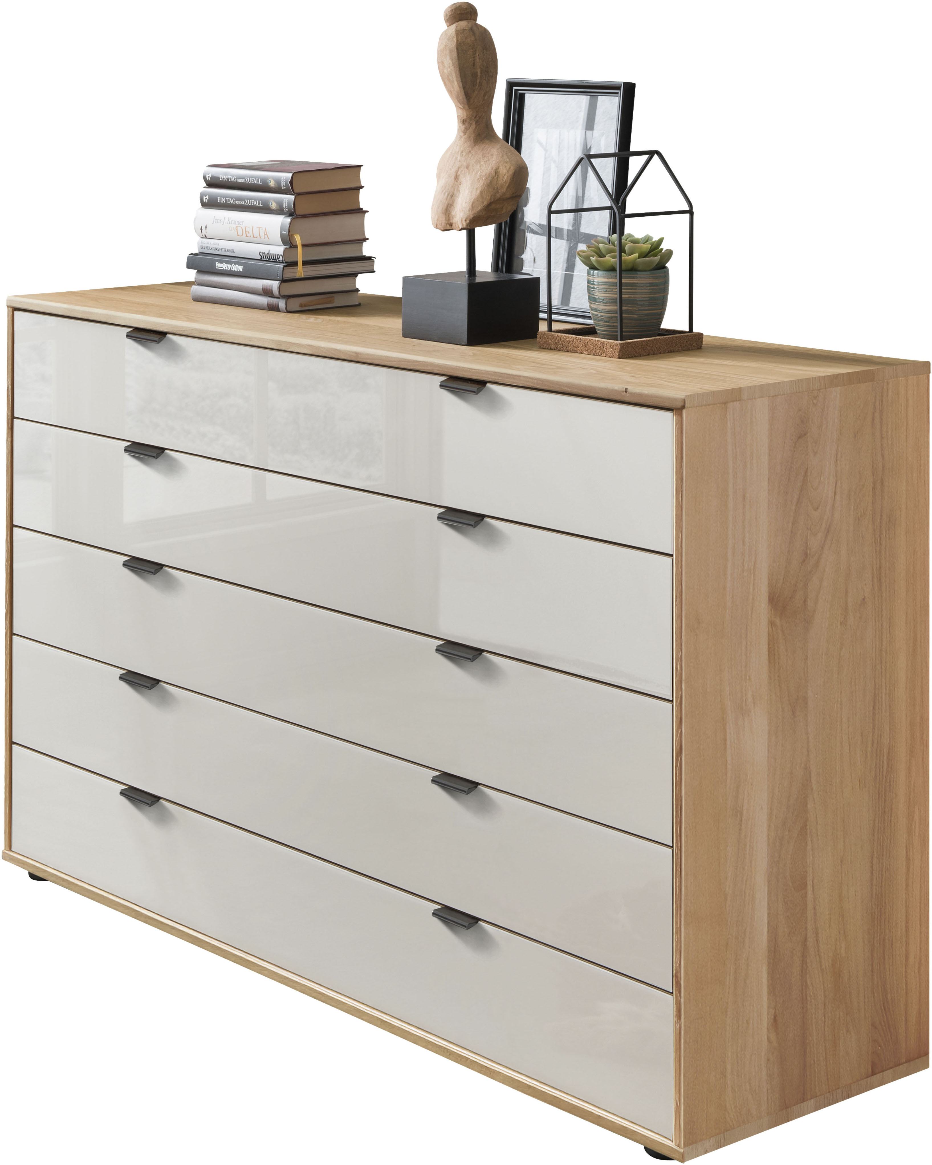 WIEMANN 1100000002199 "Cardiff Sideboard, Wäscheschrank, teilmassiv Erle, mit Schubladen" Glas- oder Massivholzfront, verschiedene Breiten, MADE IN GERMANY, Schubkästen inklusive Selbsteinzug und Dämpfung