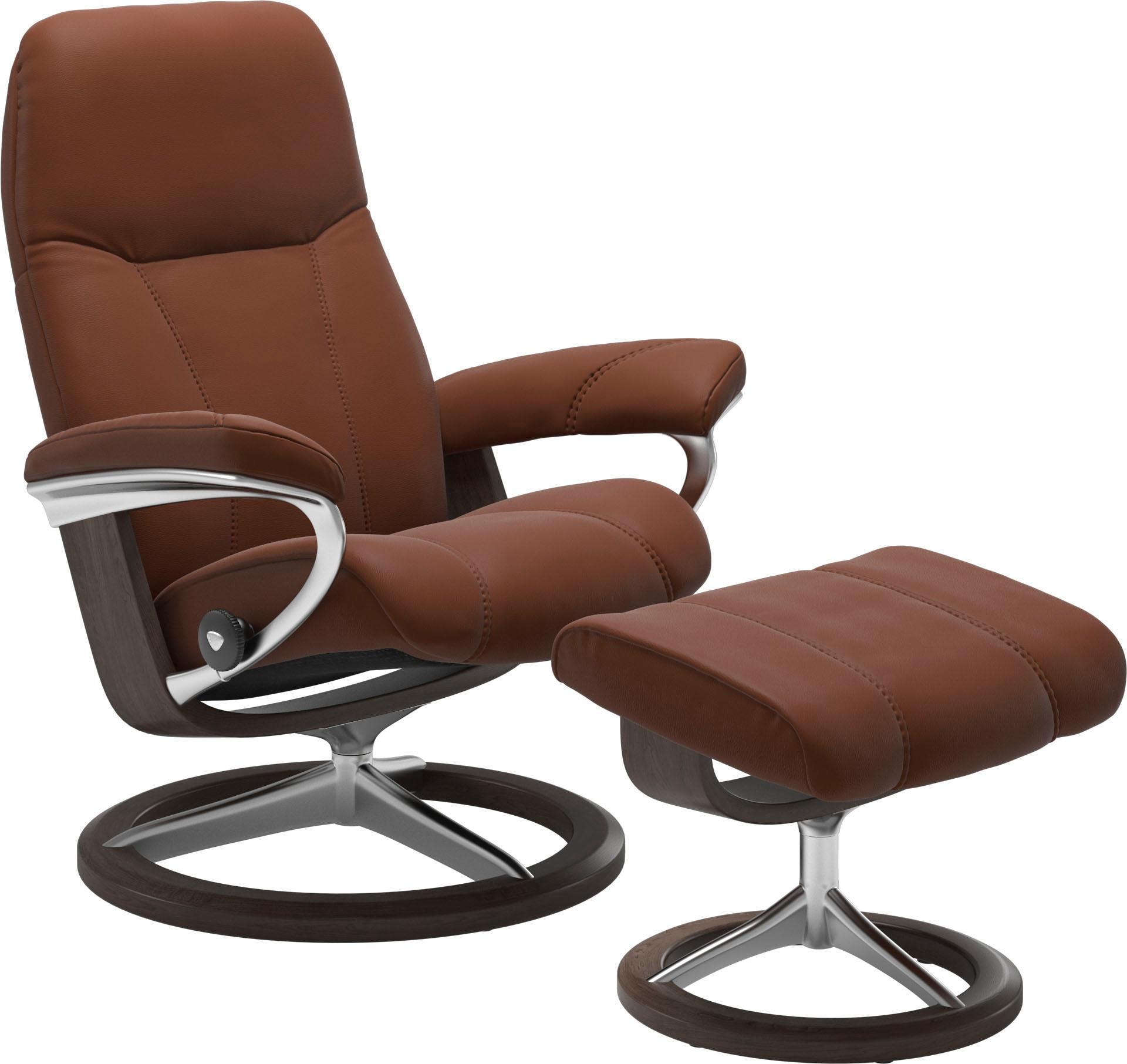 Stressless Relaxsessel "Consul" Set, Relaxsessel mit Hocker, mit Hocker, mit Signature Base, Größe M, Gestell Wenge