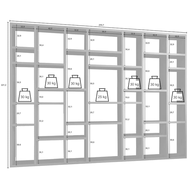 fif möbel Raumteilerregal »TORO 380«, Breite 295 cm | BAUR
