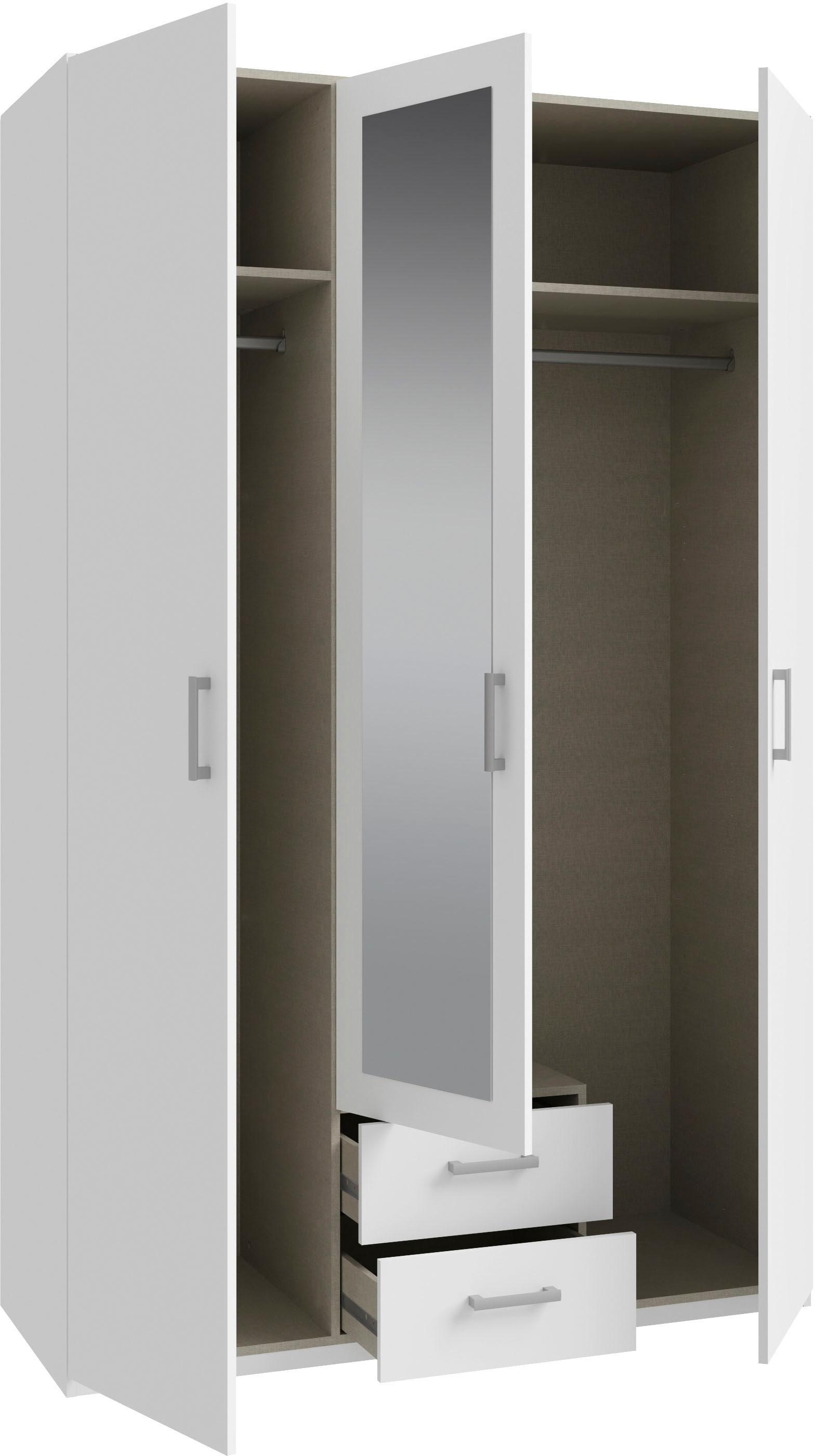 FORTE Drehtürenschrank, Drehtürenschrank, Spiegel, Stauraum, 2 Schubladen