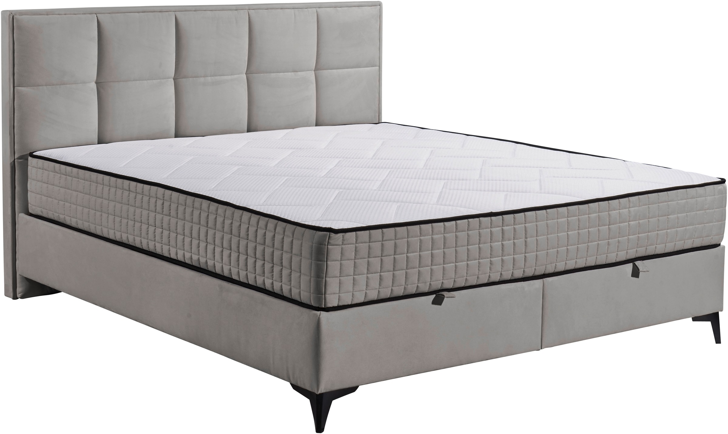 Boxbett ED EXCITING DESIGN "Monroe inkl. Bettkasten, erhältlich in den Breiten 160cm & 180cm", grau, B:163cm L:210cm, 100% Polyester, Komplettbetten, Duo-Matratze - feste Seite mit Kokosmatte, Topseller 2