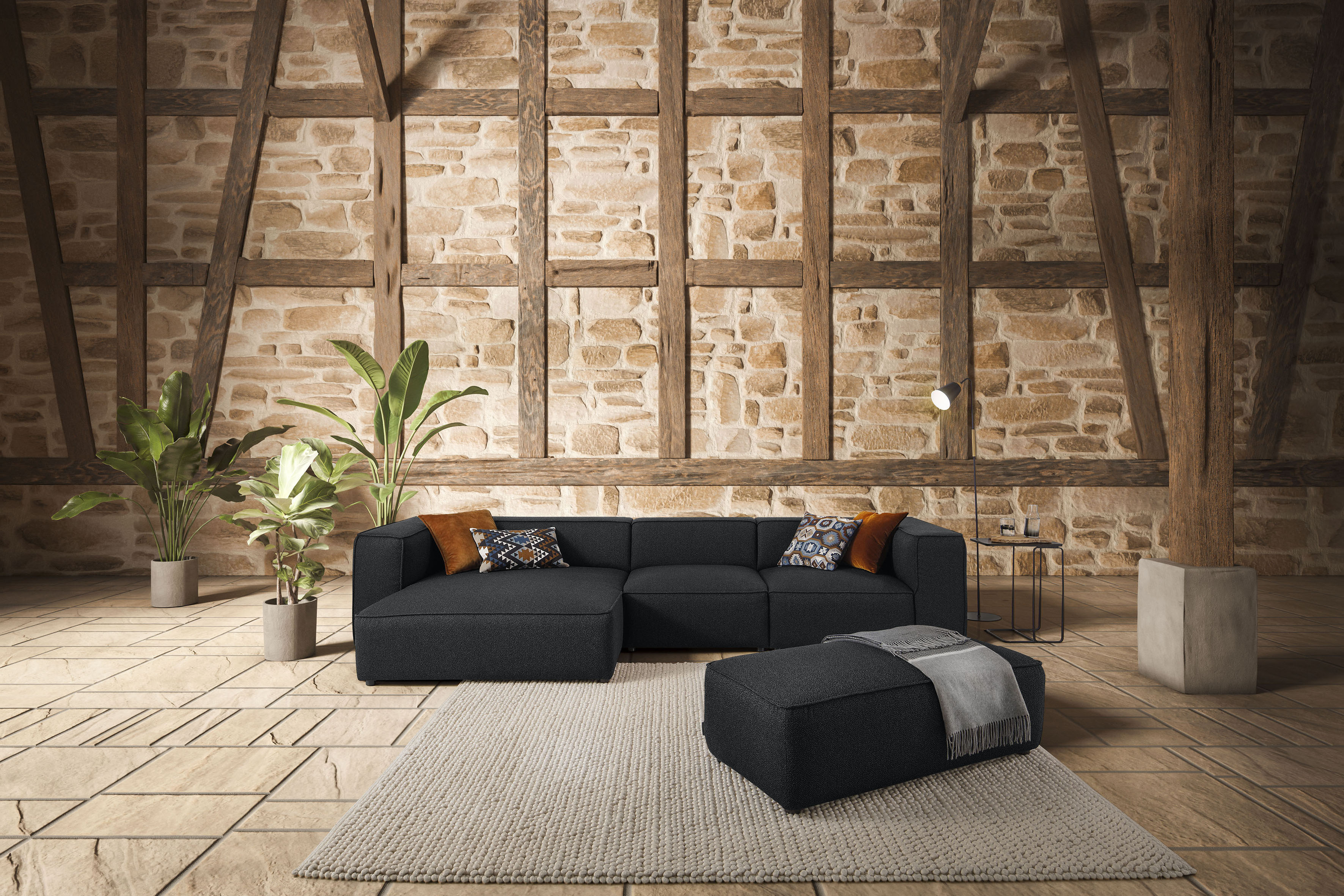 W.SCHILLIG Ecksofa "around-the-block Mega Sofa, viel Platz und hoher Sitzkomfort, L-Form" mit eleganter Biese, mit Federkern, Breite 341 cm