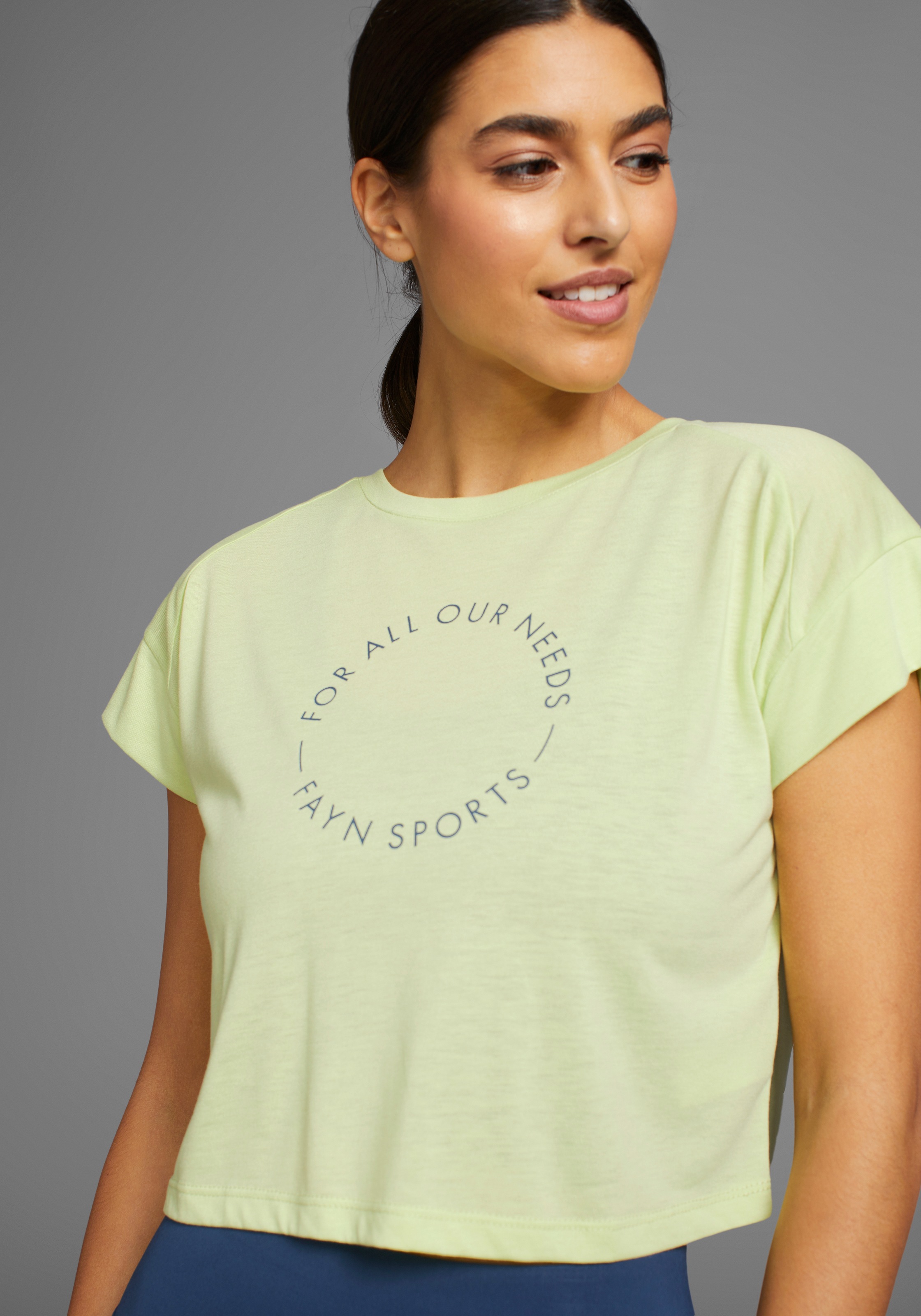 FAYN SPORTS Funktionsshirt »Cropped Top«, (Set, 2 tlg.), Kurzarm, sportliche Passform, unifarben, Rundhalsausschnitt