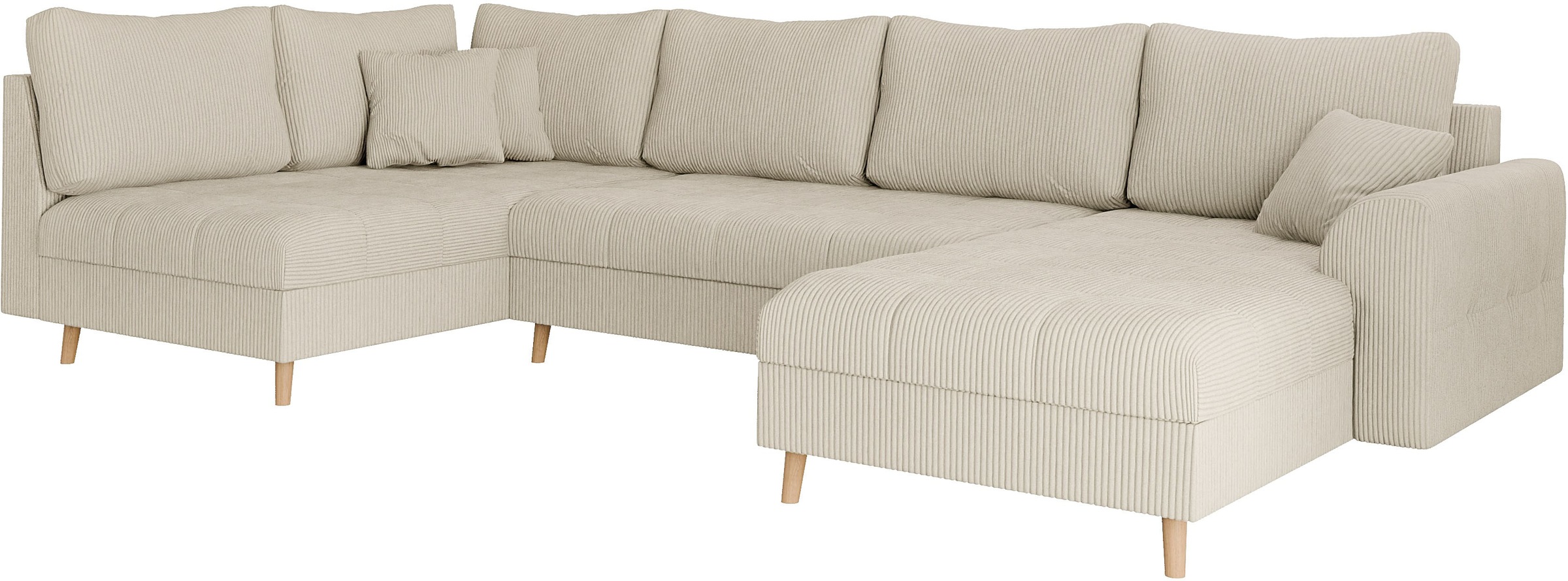 Home affaire Wohnlandschaft »CHARRE U-Form mit Ottomane, Maße B/T/H: 310/161/81 cm«, feine Steppung, lose Rücken- und Zierkissen, auch in Cord und Bouclé