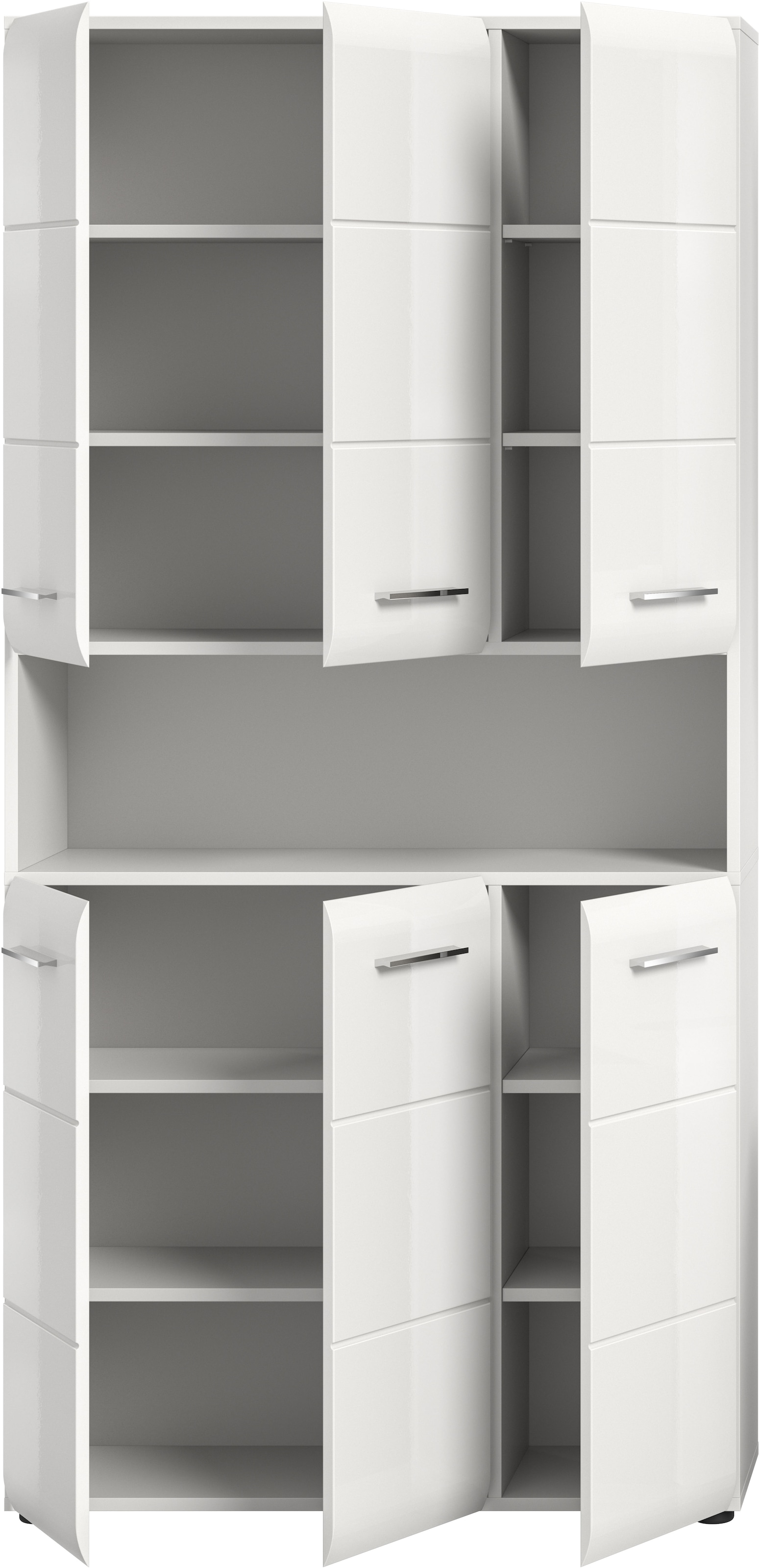 INOSIGN Stauraumschrank, (1 St.), Florenz, Mehrzweckschrank, Weiß Hochglanz Tiefzieh, 13 Fächer