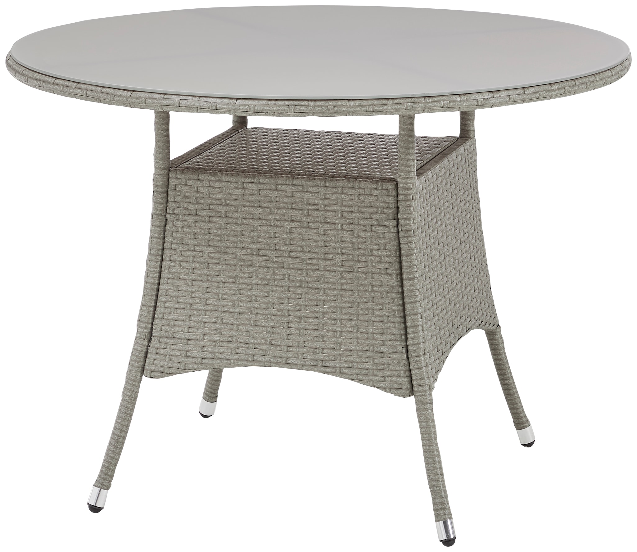 KONIFERA »Mailand«, 4 Tisch Sessel, tlg.), Ø (13 Garten-Essgruppe BAUR | Polyrattan 100 cm,